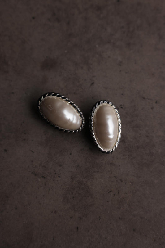 Oval Faux Pearl Clip-On Earrings