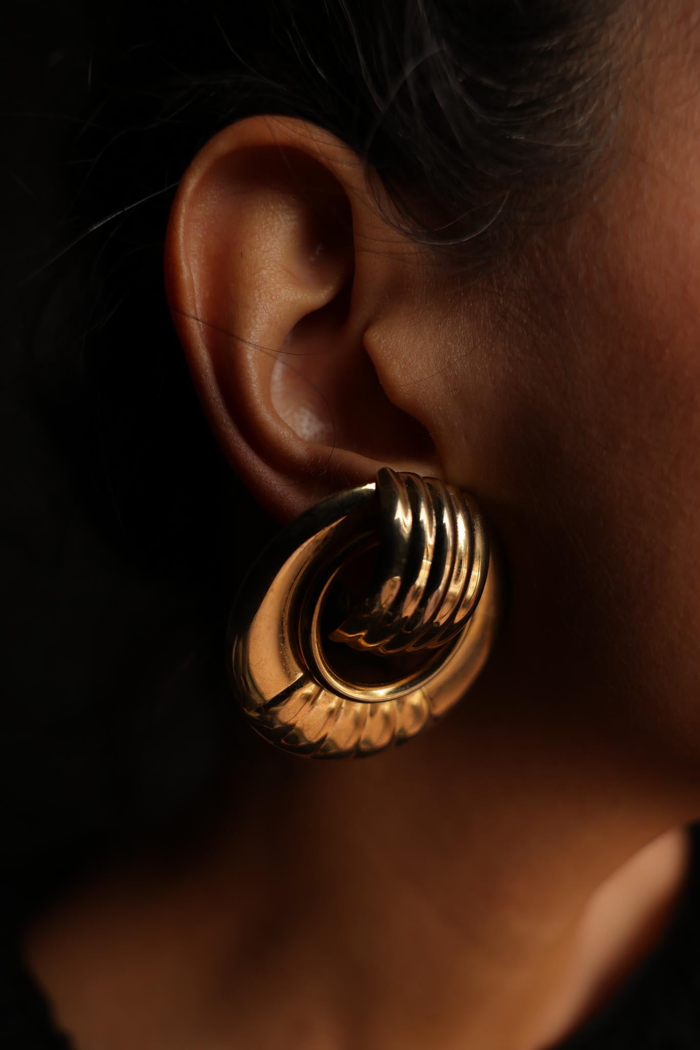 Golden Loop Clip-On Earrings|Vintage Baazaar 
