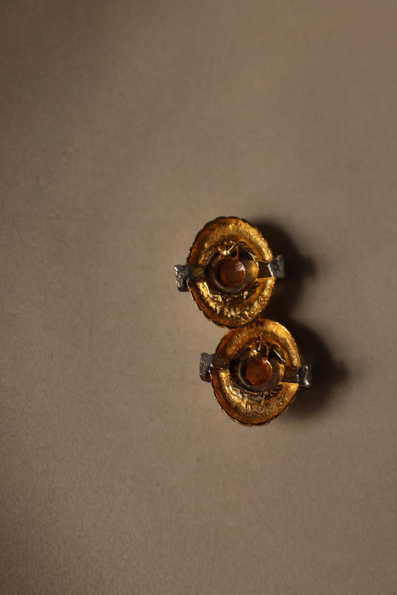 Sculpted Jewel-Tone Pierced Earrings|Vintage Baazaar 