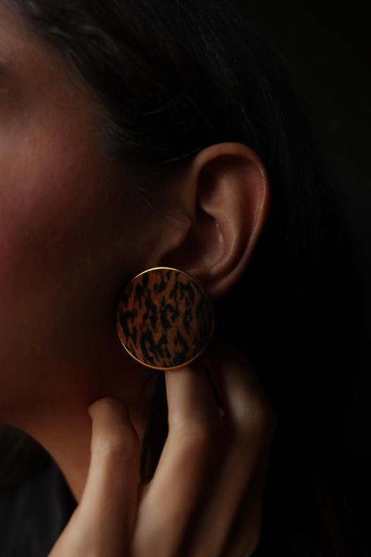 Suede Leopard Earrings|Vintage Baazaar 