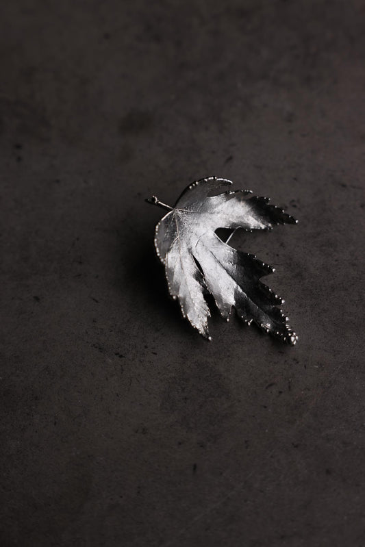 Silver-Tone Leaf Brooch