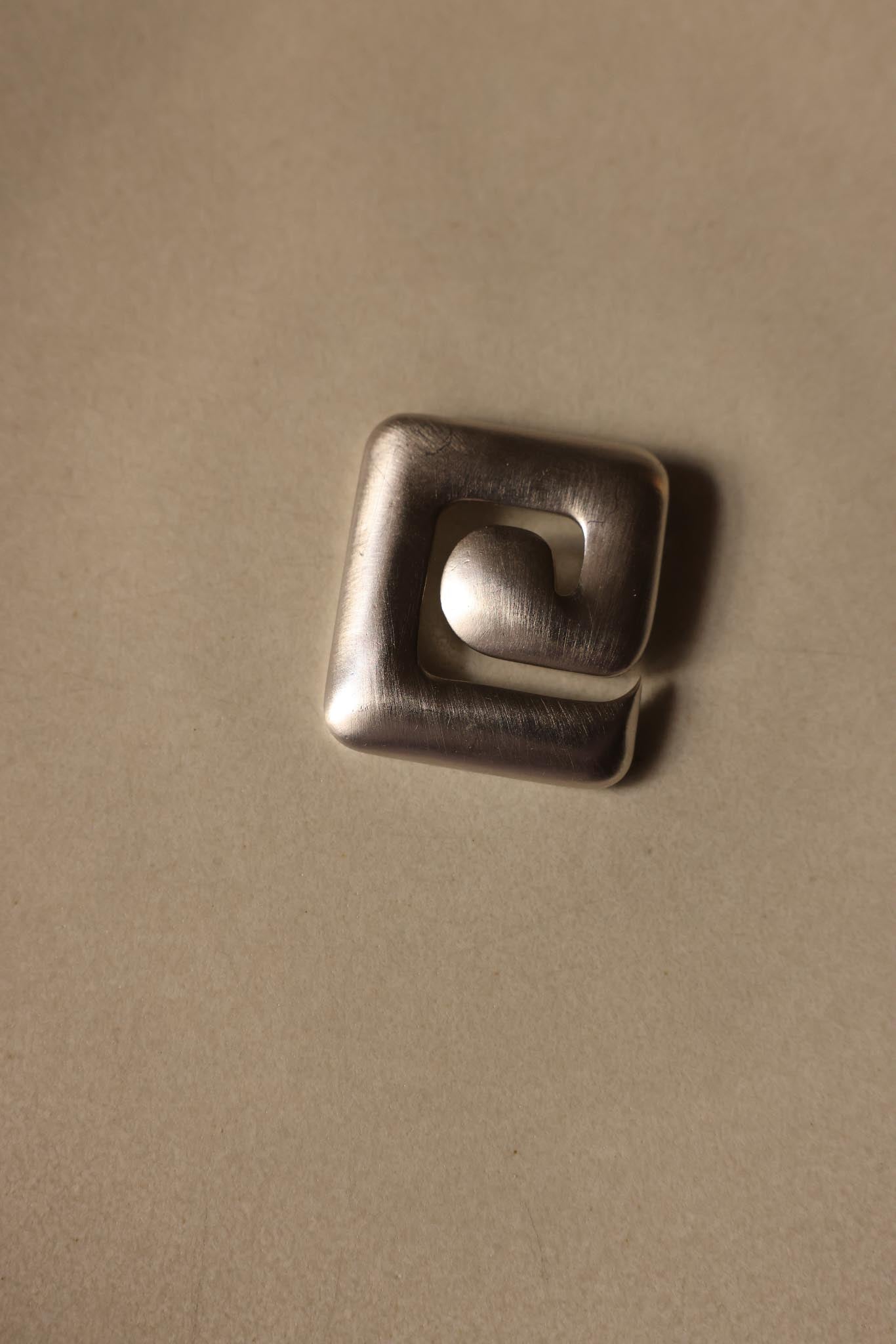 Trifari Brushed Silver Spiral Brooch|Vintage Baazaar 