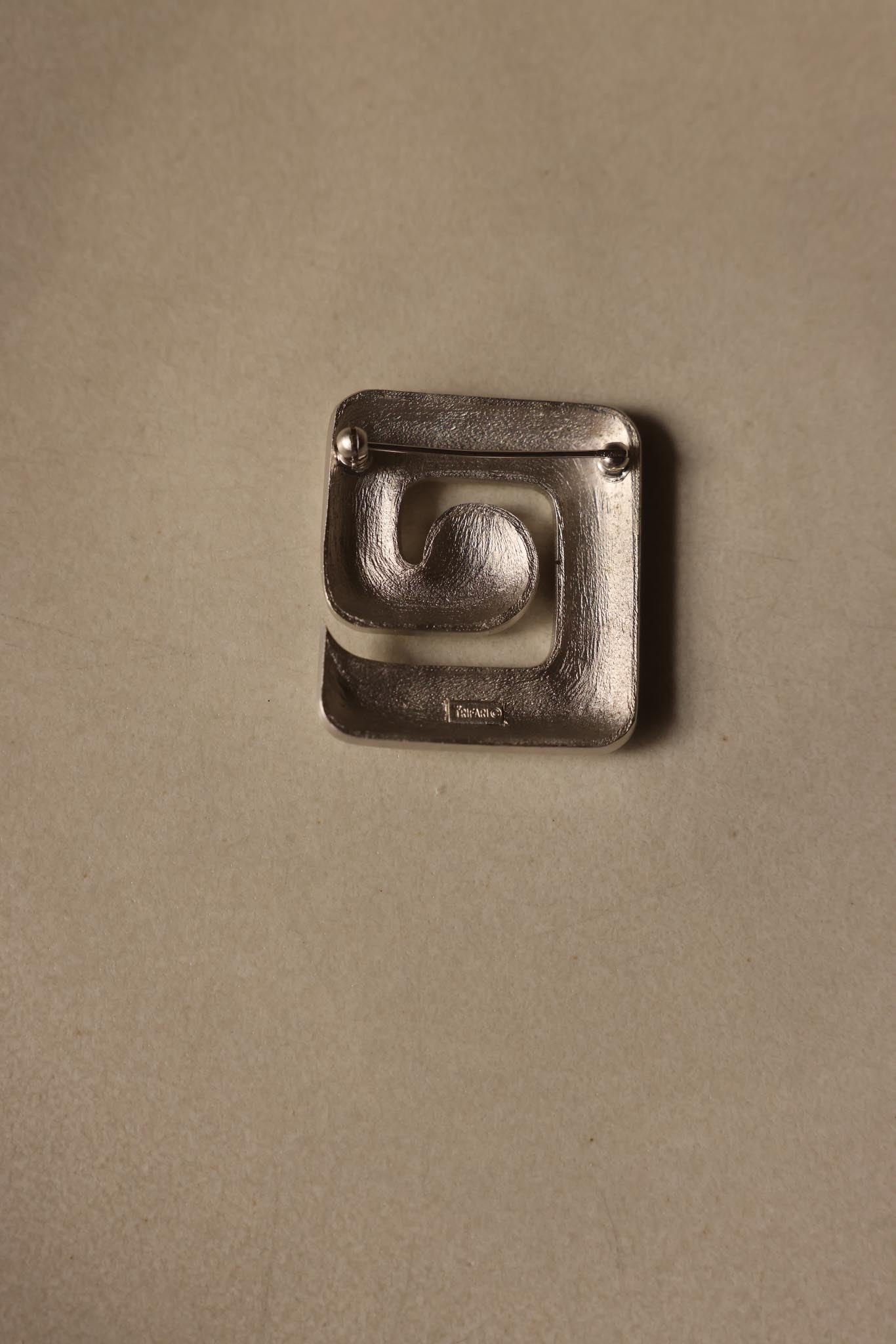 Trifari Brushed Silver Spiral Brooch|Vintage Baazaar 