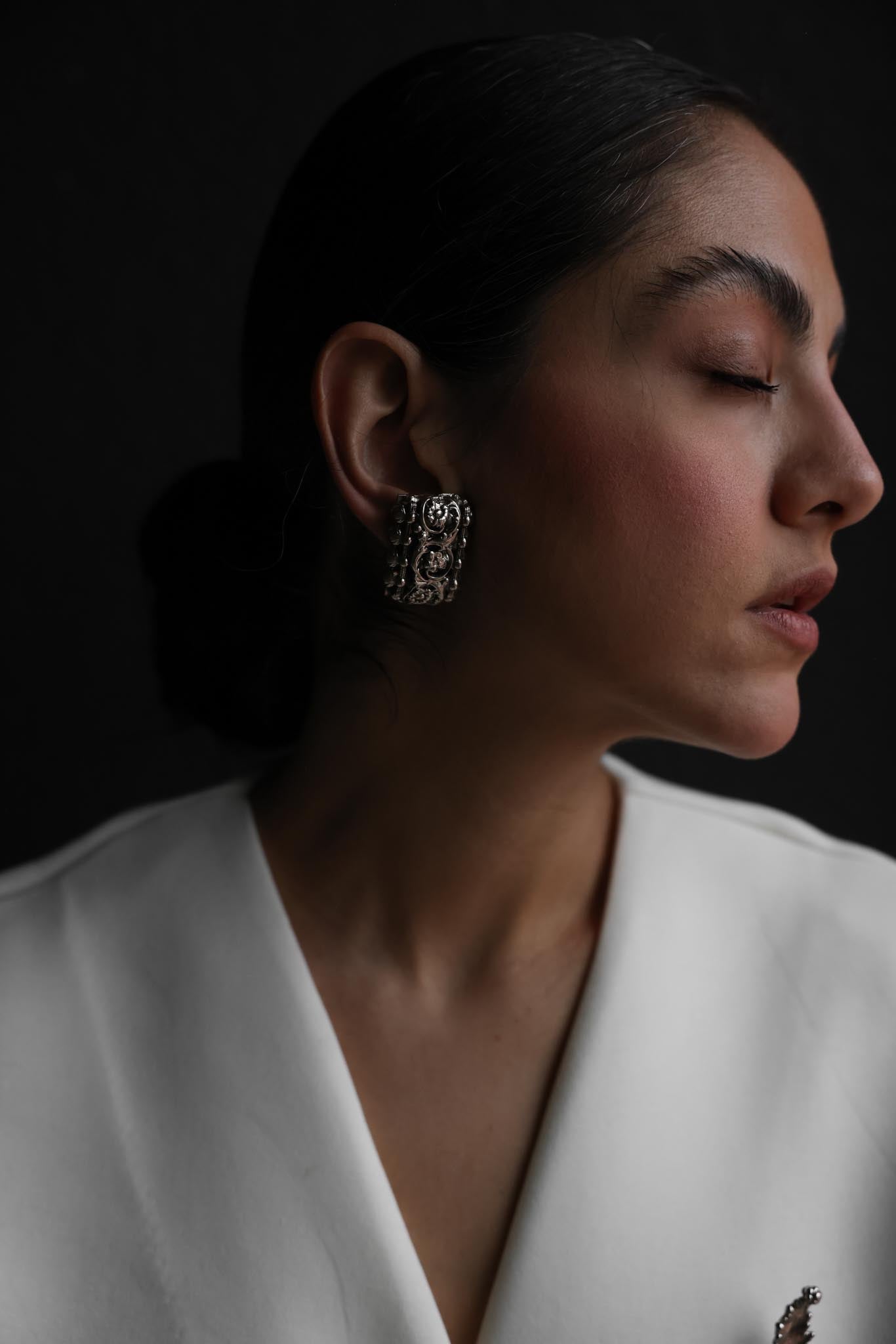 Silver-Tone Ornate Clip-On Earrings