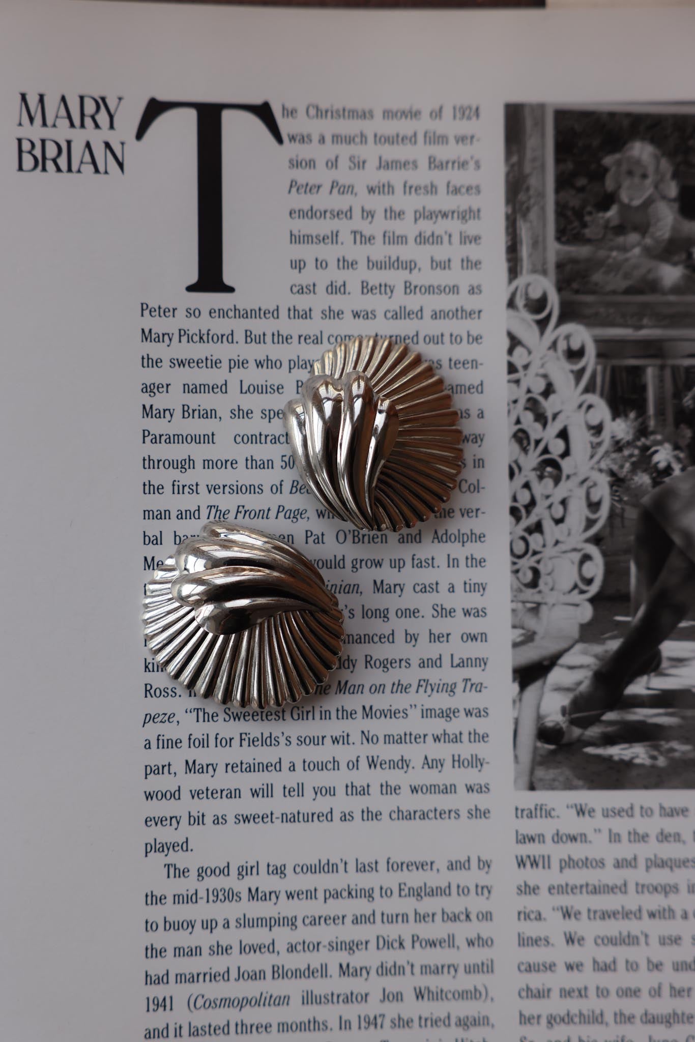 Silver Tone Shell Statement  Earrings|Vintage Baazaar 