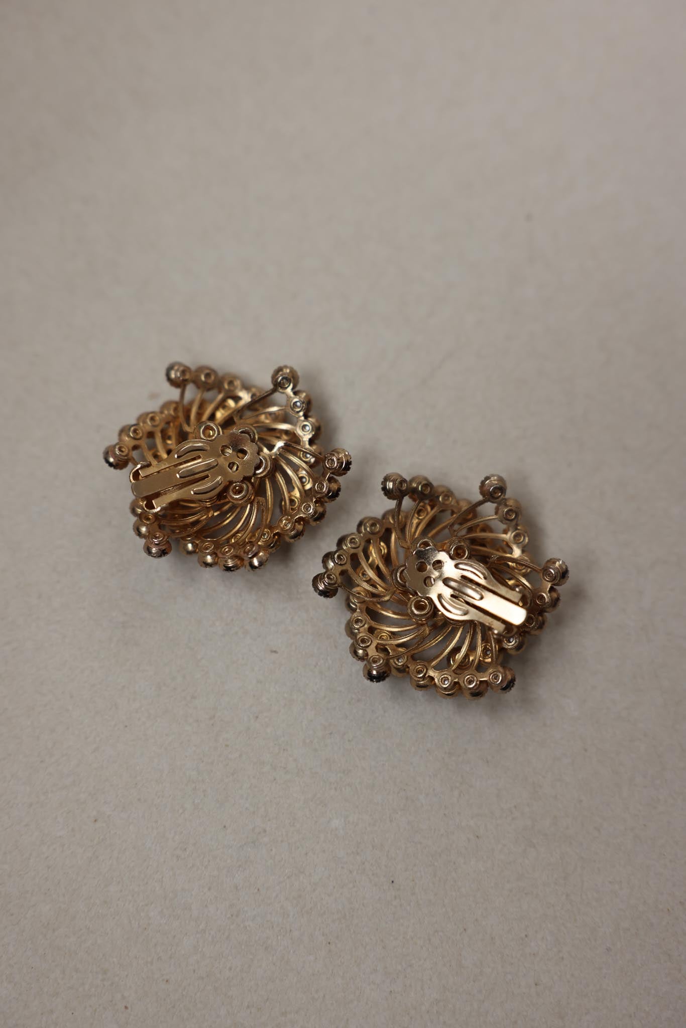 Spiral Pearl Cluster Clip-On Earrings-1950s