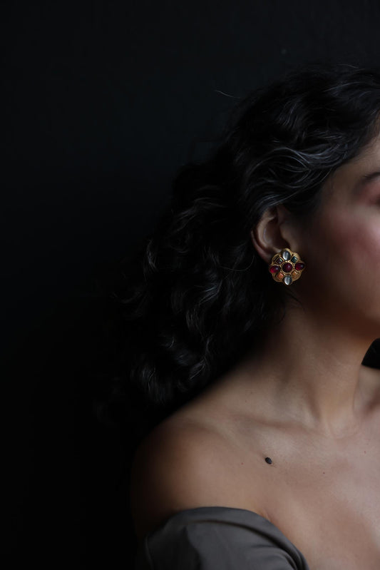 Byzantine Jewel Bloom Clip-On Earrings