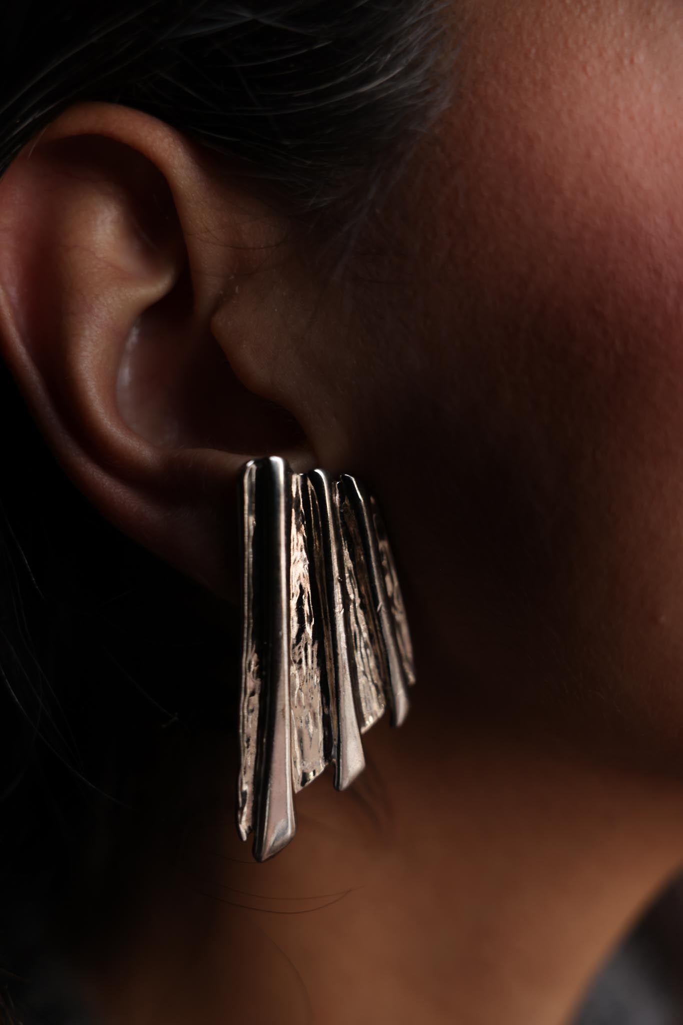 Silver Textured Earrings|Vintage Baazaar 