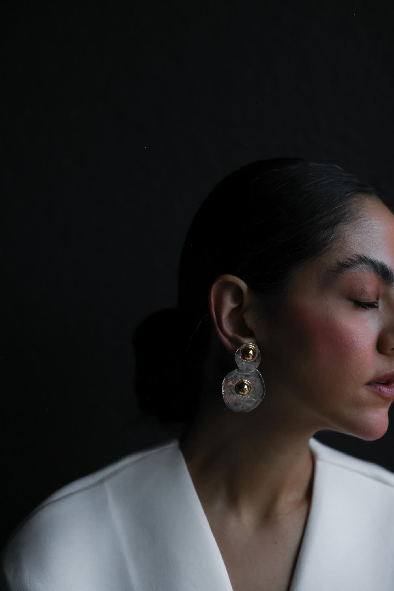 Two-Tone Sculptural Clip-On Earrings