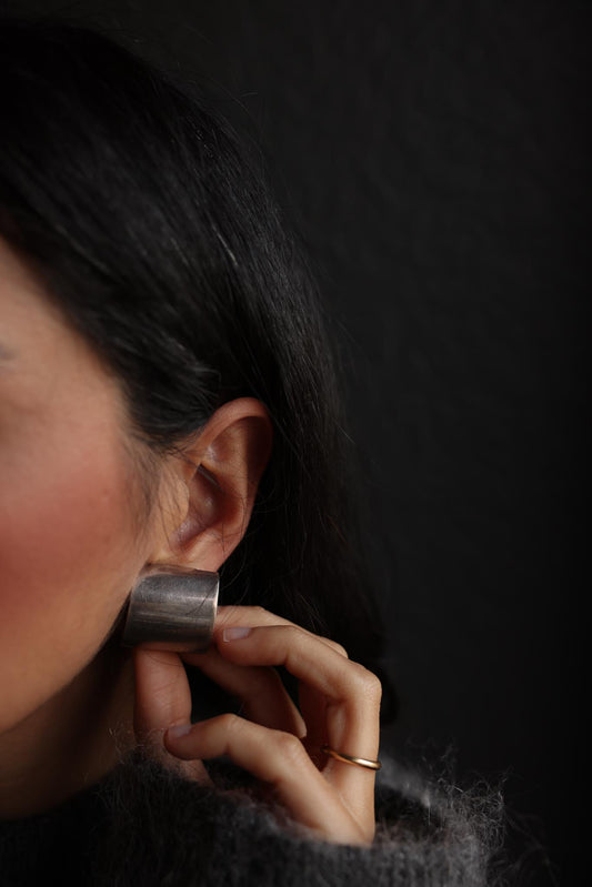 Sterling Silver Barrel  Earrings|Vintage Baazaar 