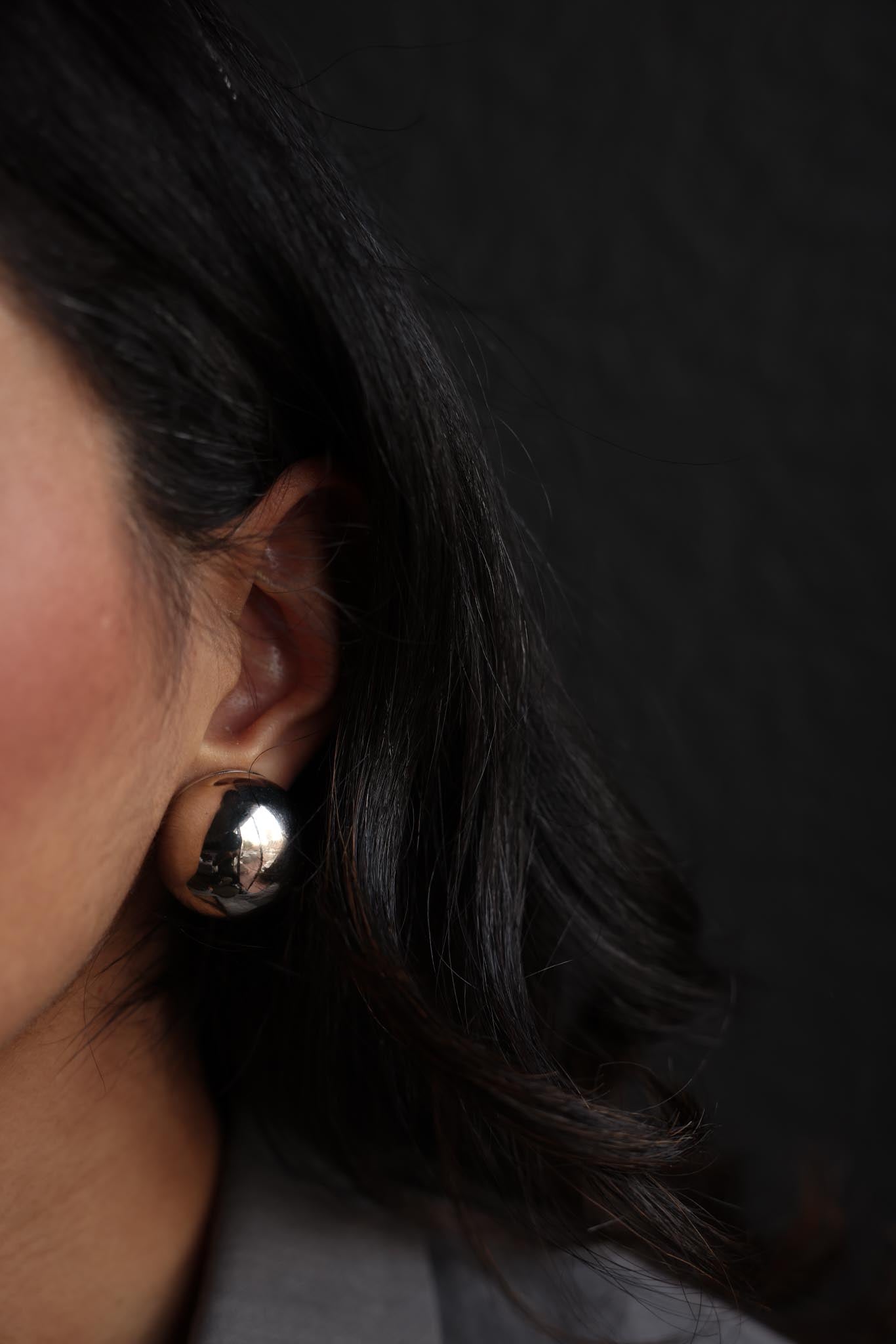 Classic Silver Dome Clip-On Earrings|Vintage Baazaar 