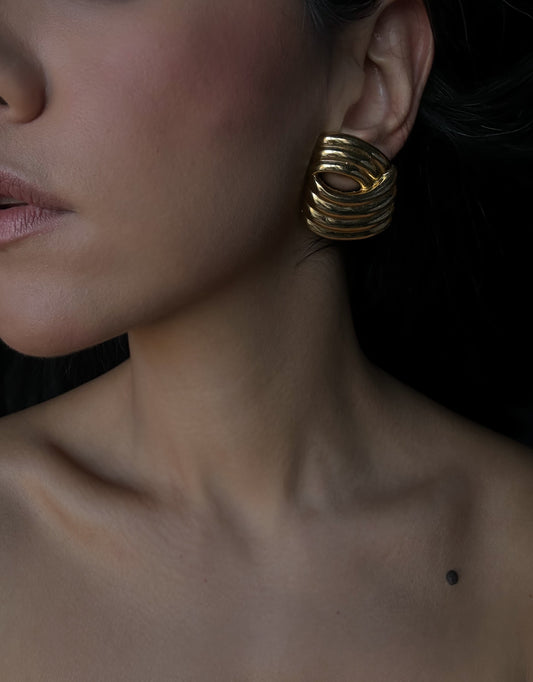 Golden Ribbon Swirl Earrings|Vintage Baazaar 