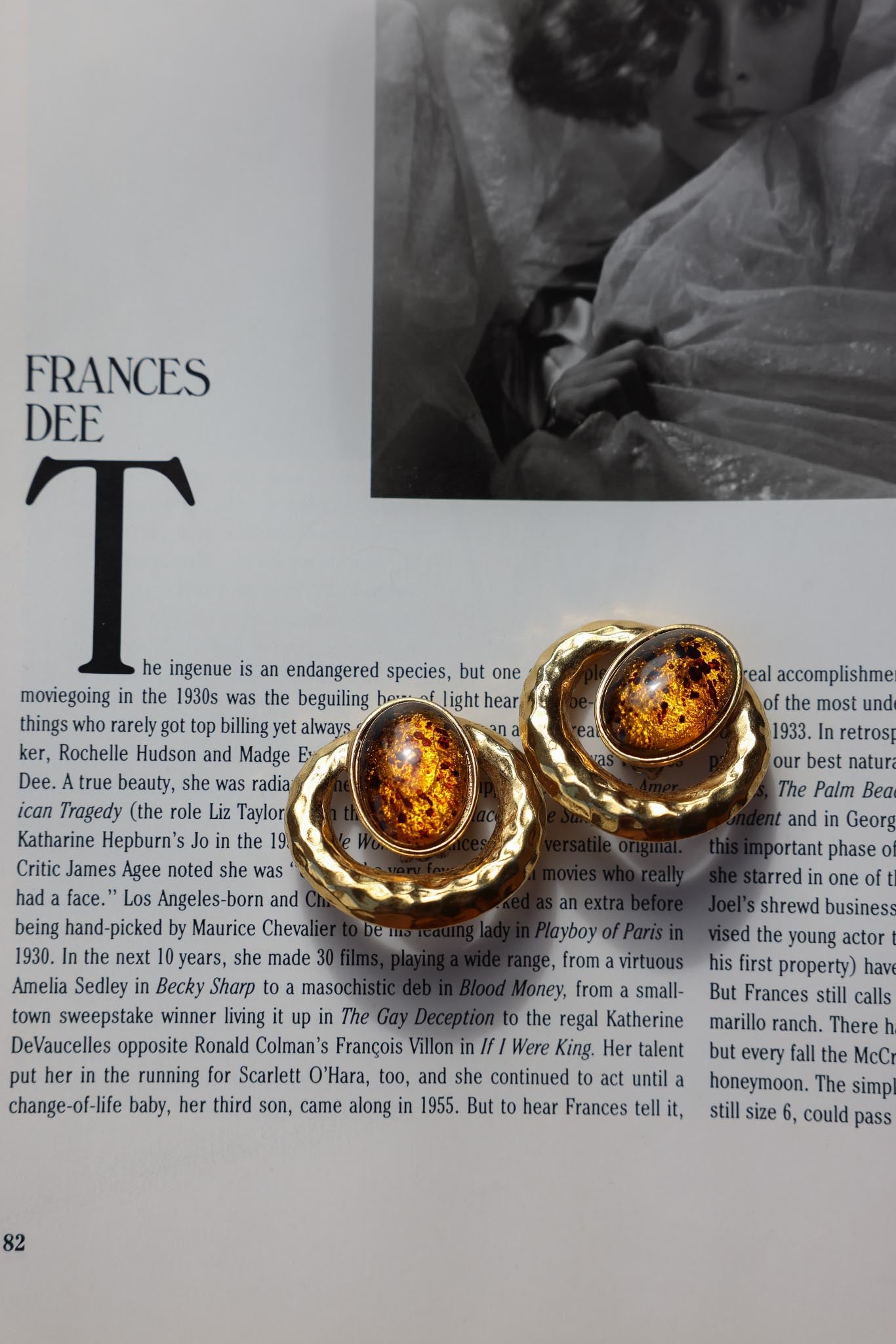 Golden Amber Glow Earrings|Vintage Baazaar 