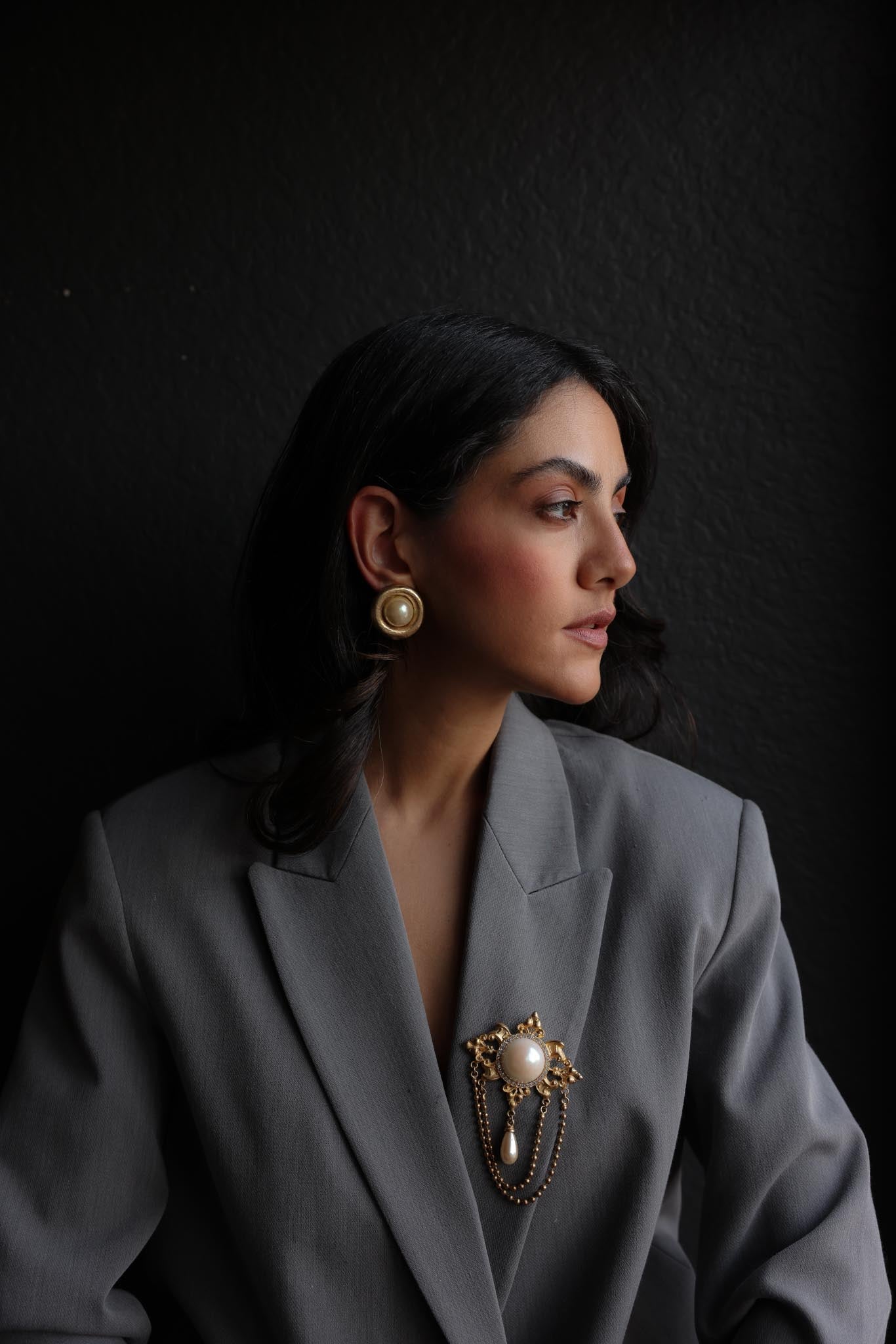 Golden Pearl Radiance Earrings|Vintage Baazaar 