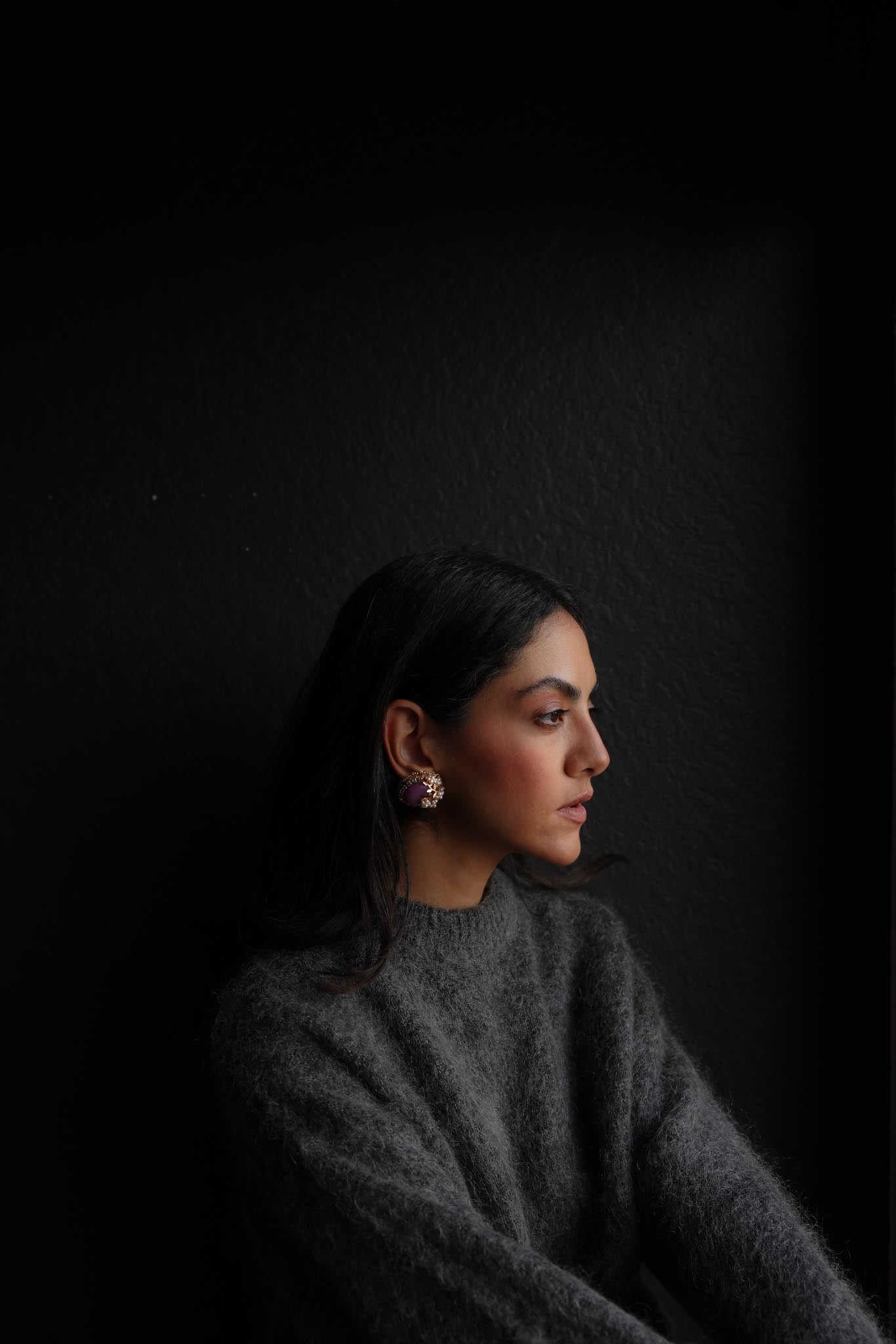 Violet Pearl Bloom Earrings|Vintage Baazaar 