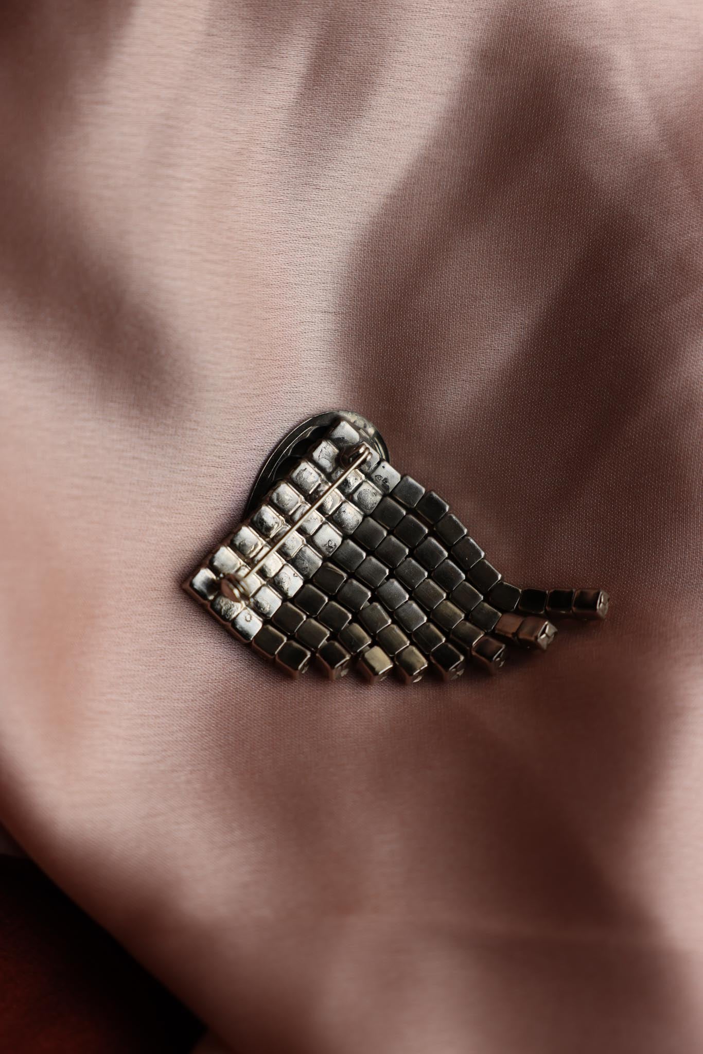 Silver Cascade Rhinestone Brooch