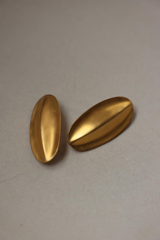 Matte Gold Oval Clip-On Earrings