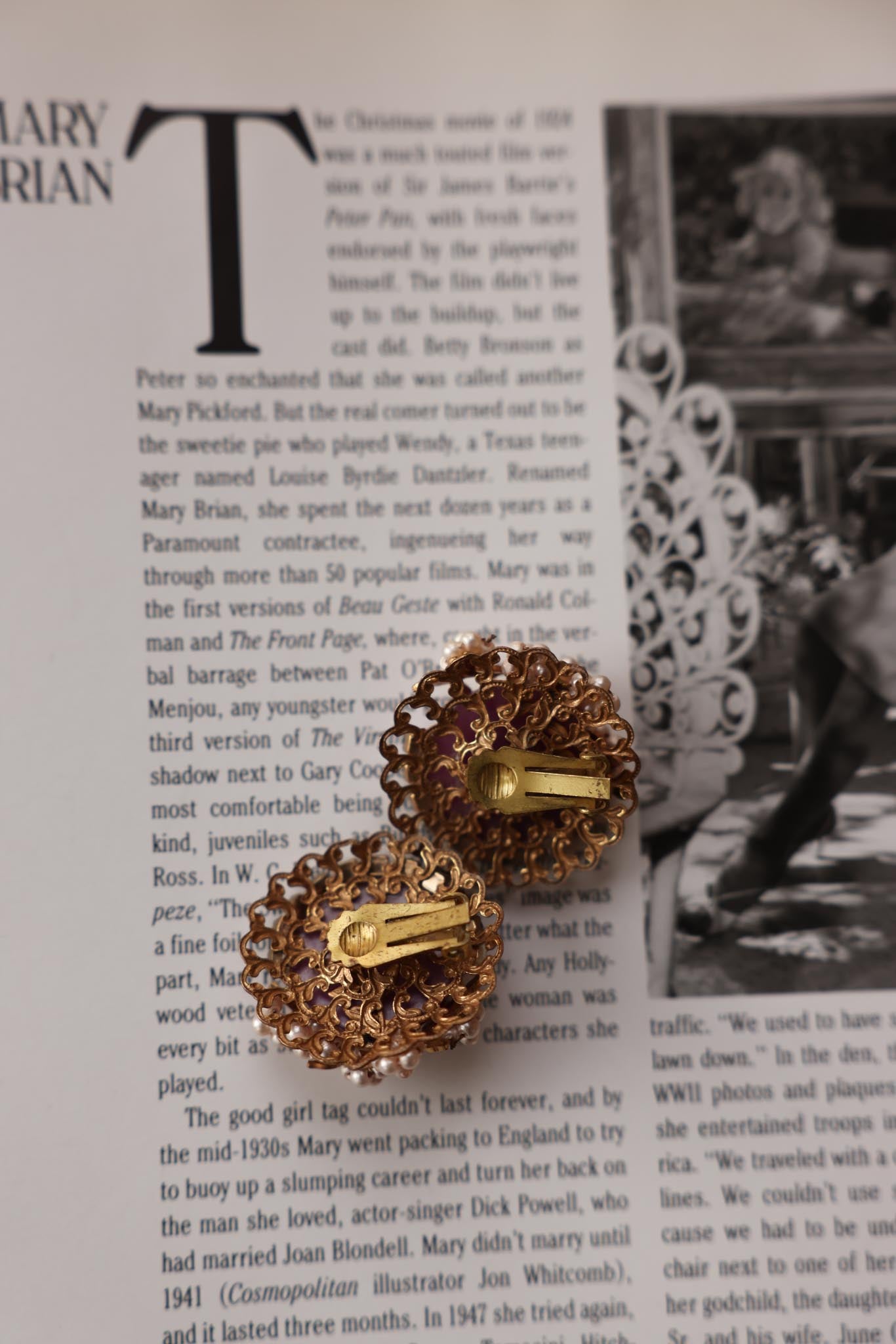 Violet Pearl Bloom Earrings|Vintage Baazaar 