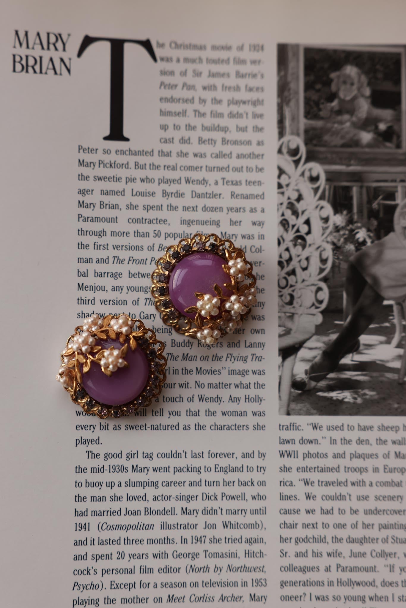 Violet Pearl Bloom Earrings|Vintage Baazaar 