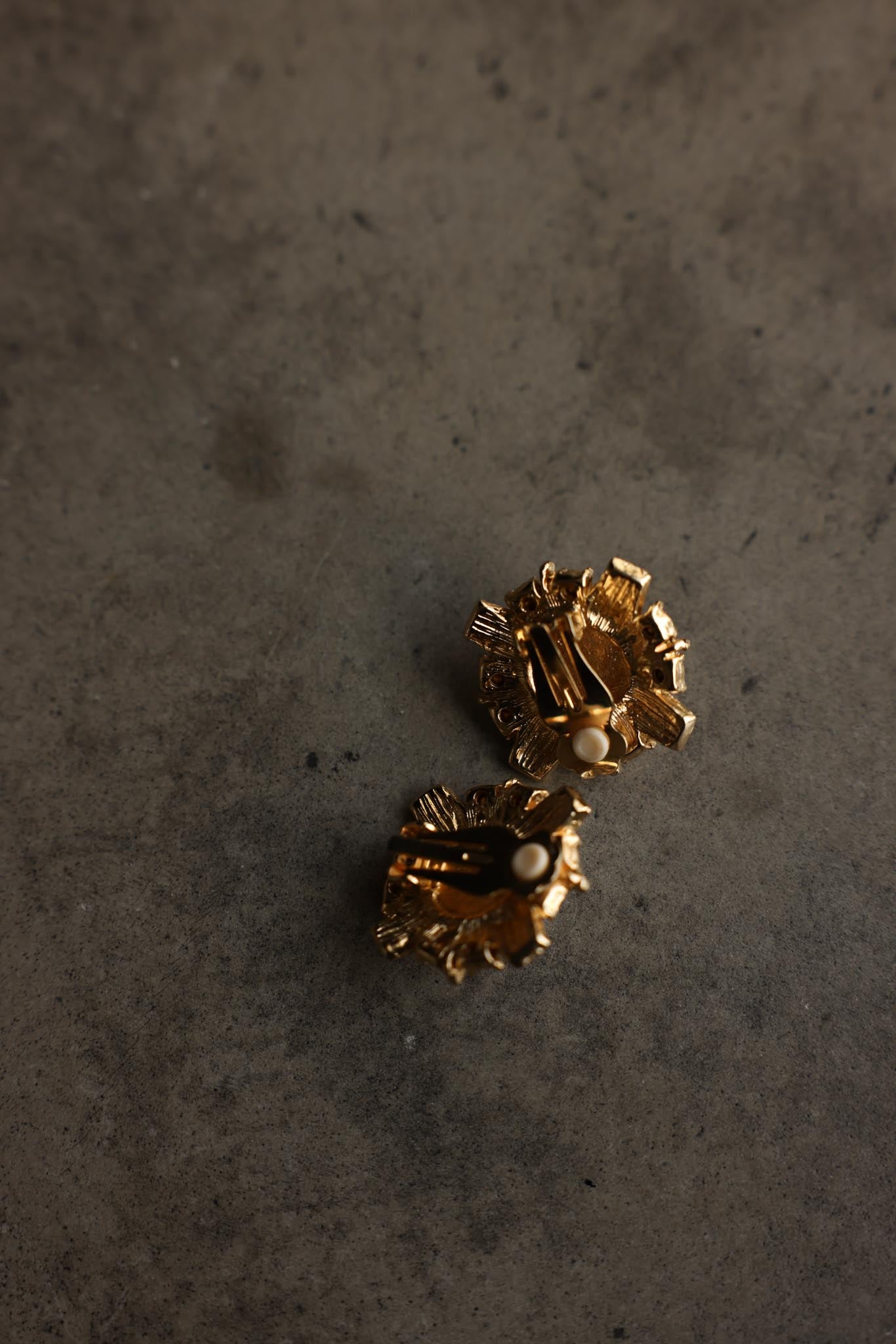 Gold Faux Pearl & Rhinestone Clip-On Earrings