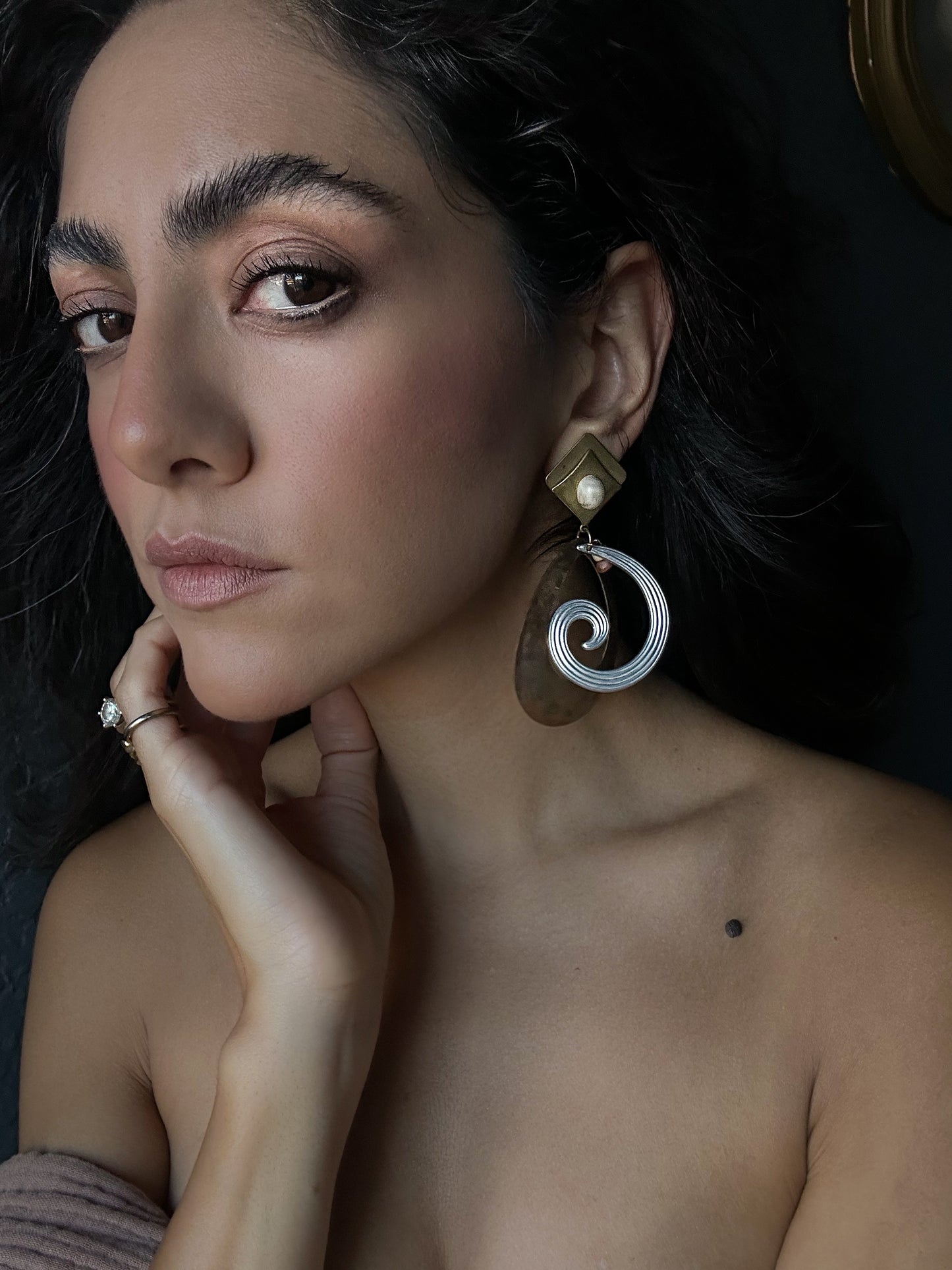 Swirl Brass Statement Earrings|Vintage Baazaar 