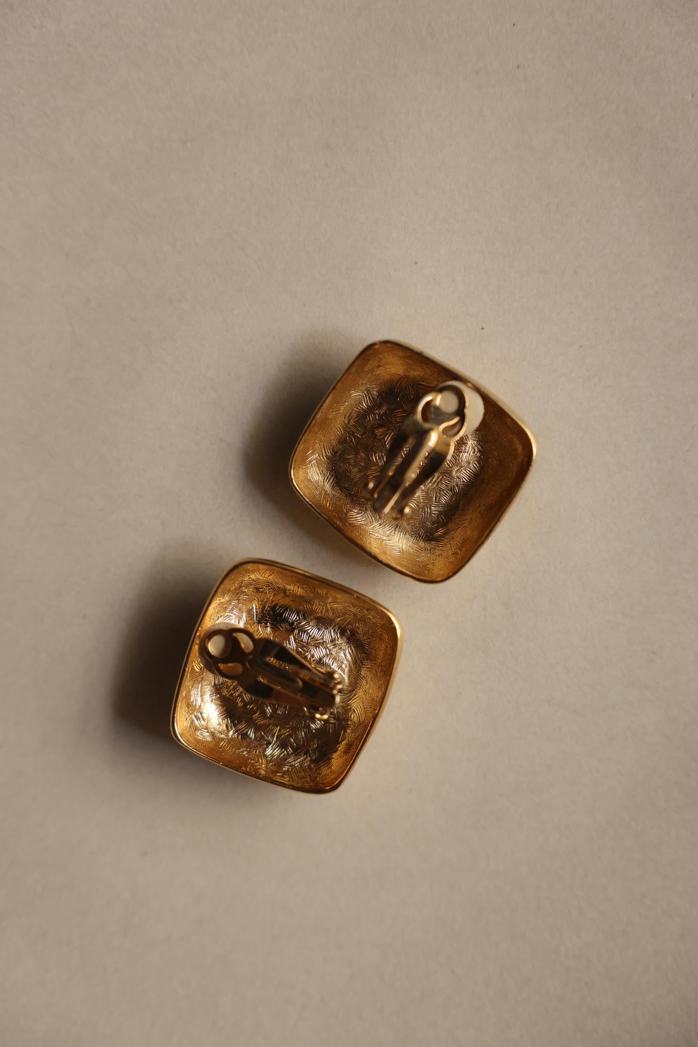 Givenchy Golden Pearl Square Clip-Ons|Vintage Baazaar 