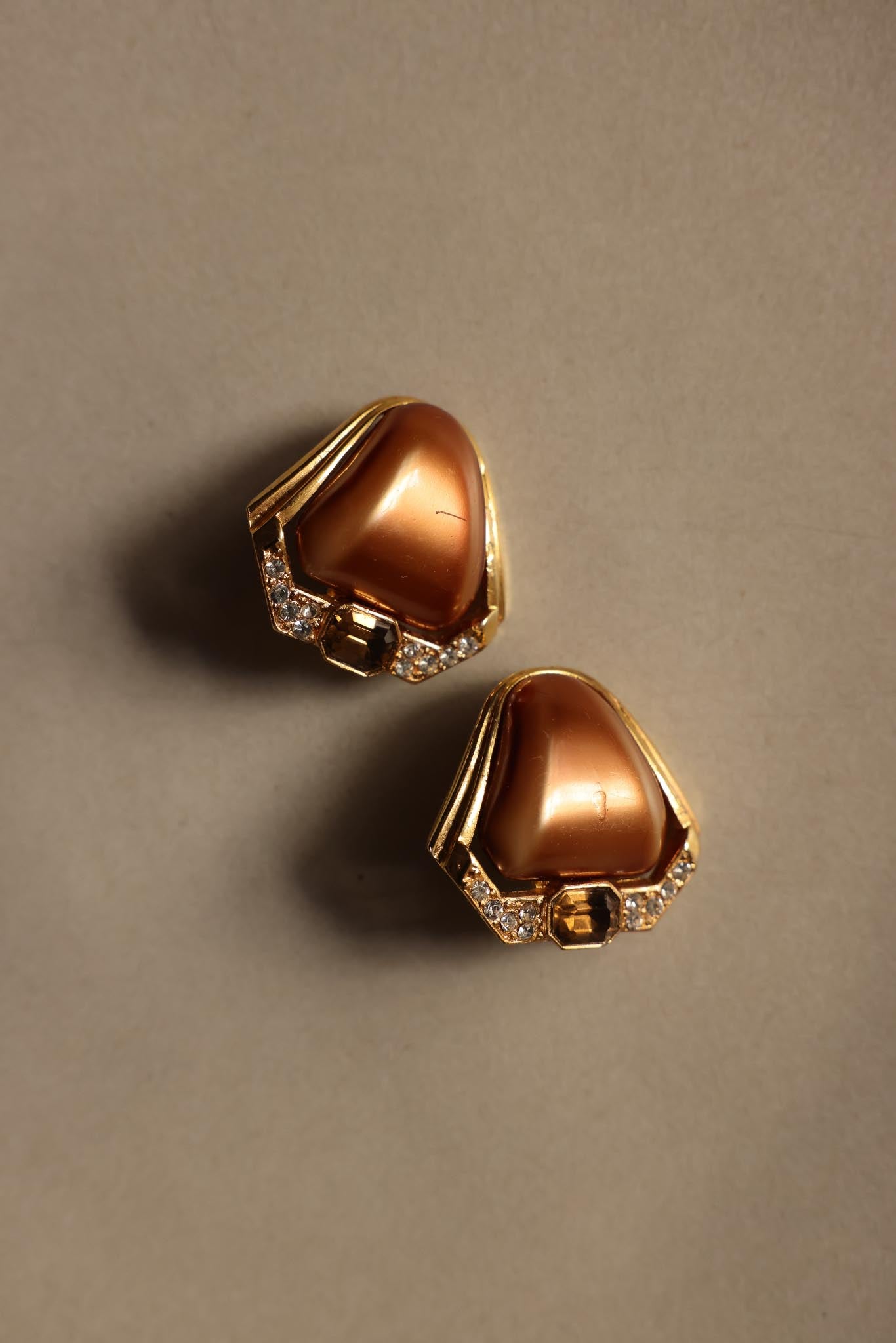 Bronze Glow Clip-On Earrings|Vintage Baazaar 