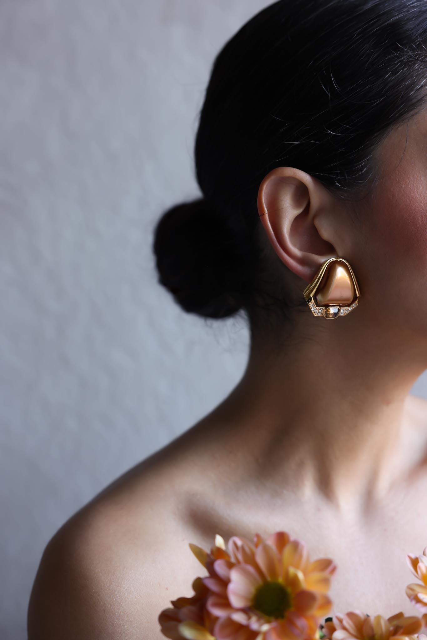 Bronze Glow Clip-On Earrings|Vintage Baazaar 