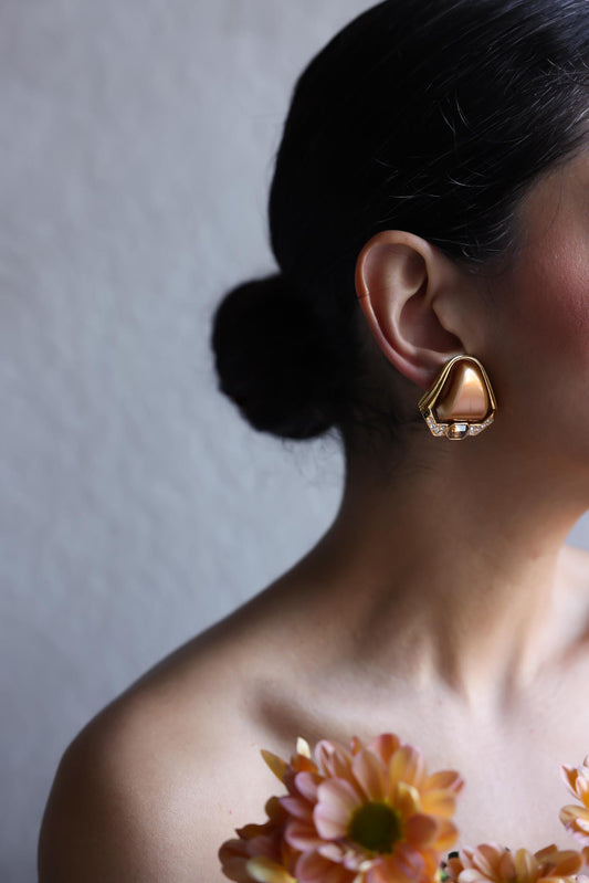 Bronze Glow Clip-On Earrings|Vintage Baazaar 