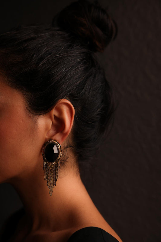 Black Gold Cascade  Earrings|Vintage Baazaar 