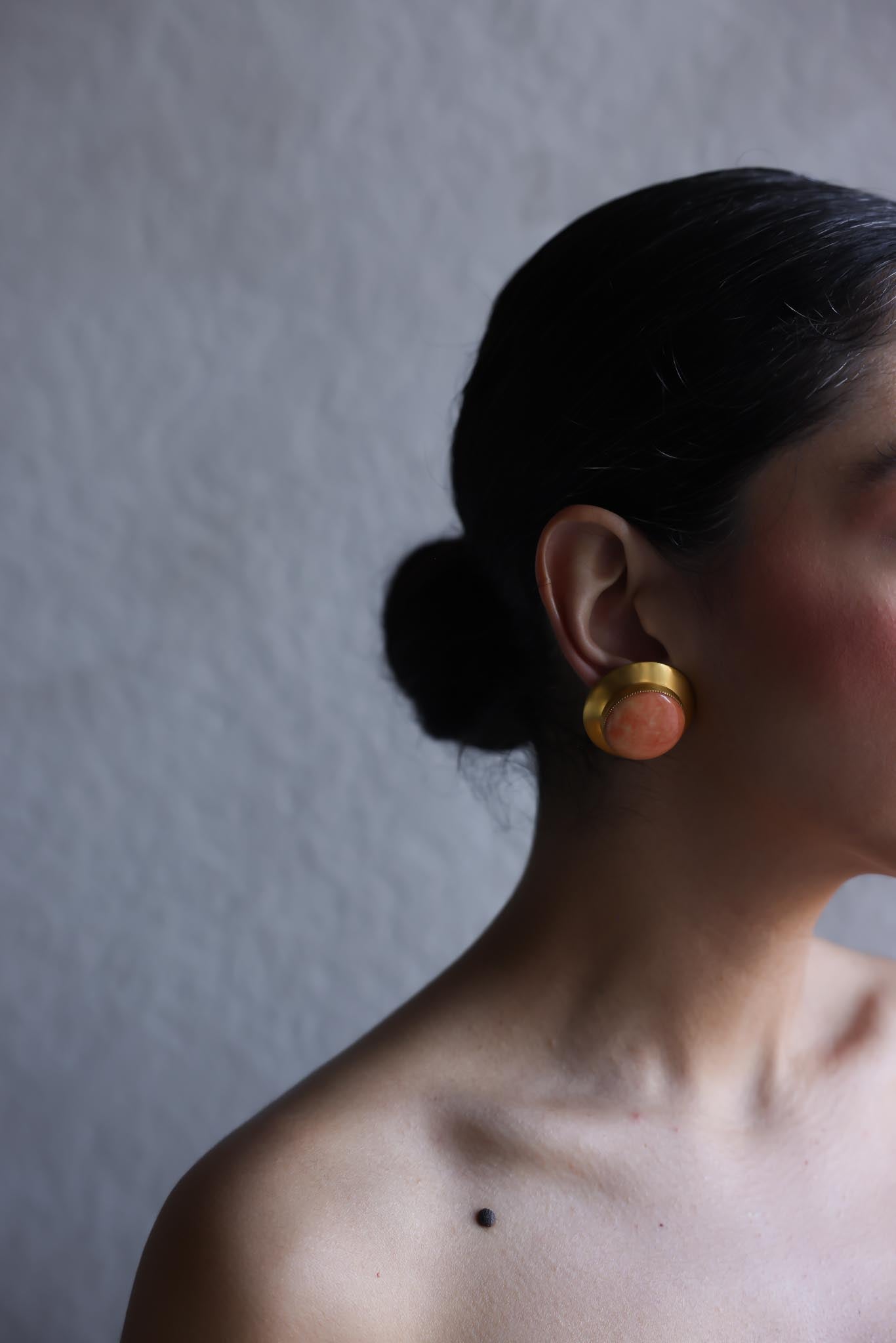 Satin Coral Clip-On Earrings|Vintage Baazaar 