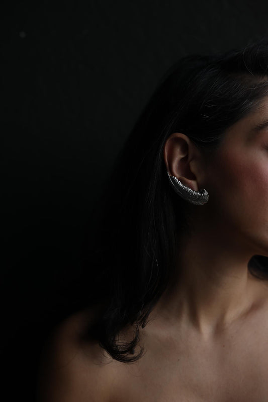 Sarah Cov Silver Feather Clip-On Earrings