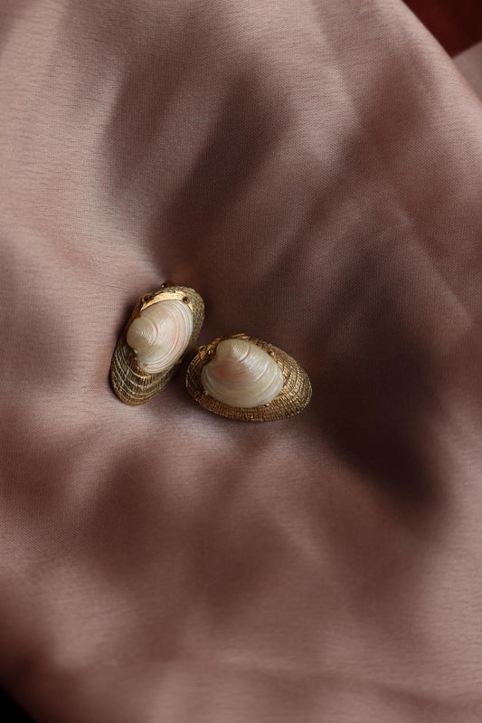 Capri Gold-Tone Shell Clip-On Earrings