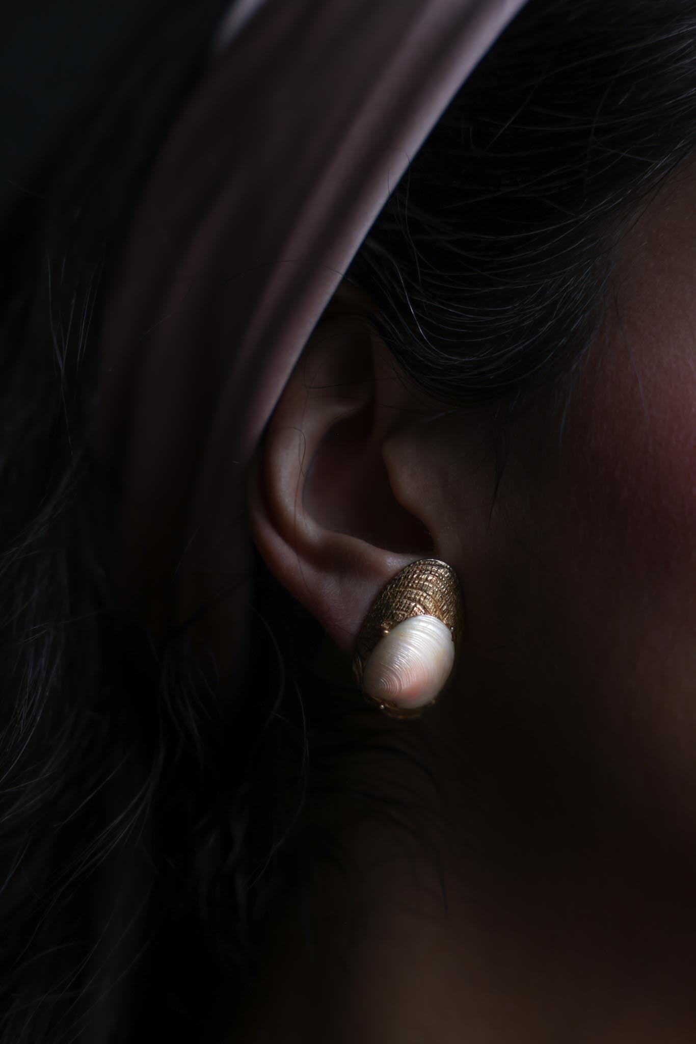 Capri Gold-Tone Shell Clip-On Earrings