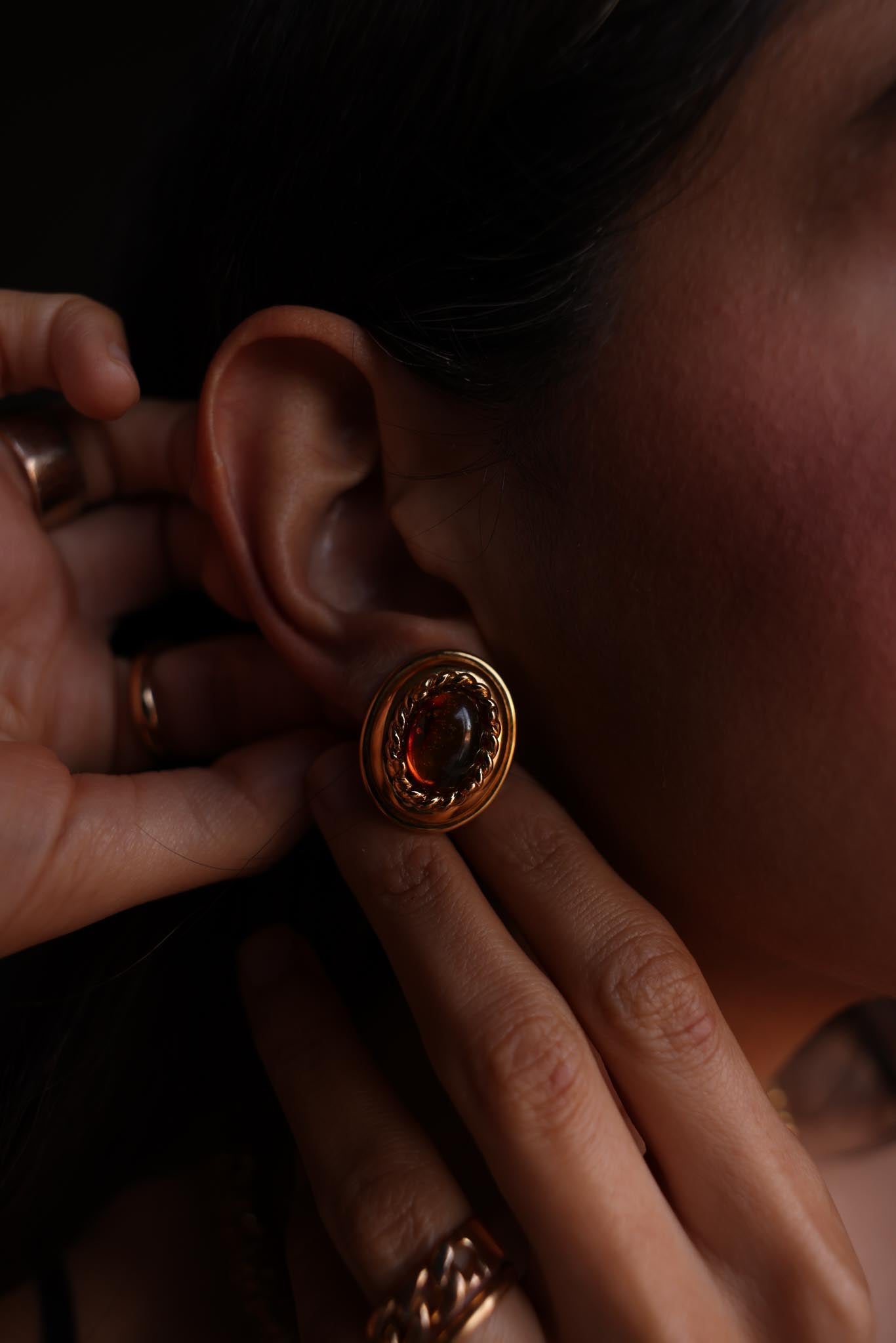 Earrings Amber Glow|Vintage Baazaar 
