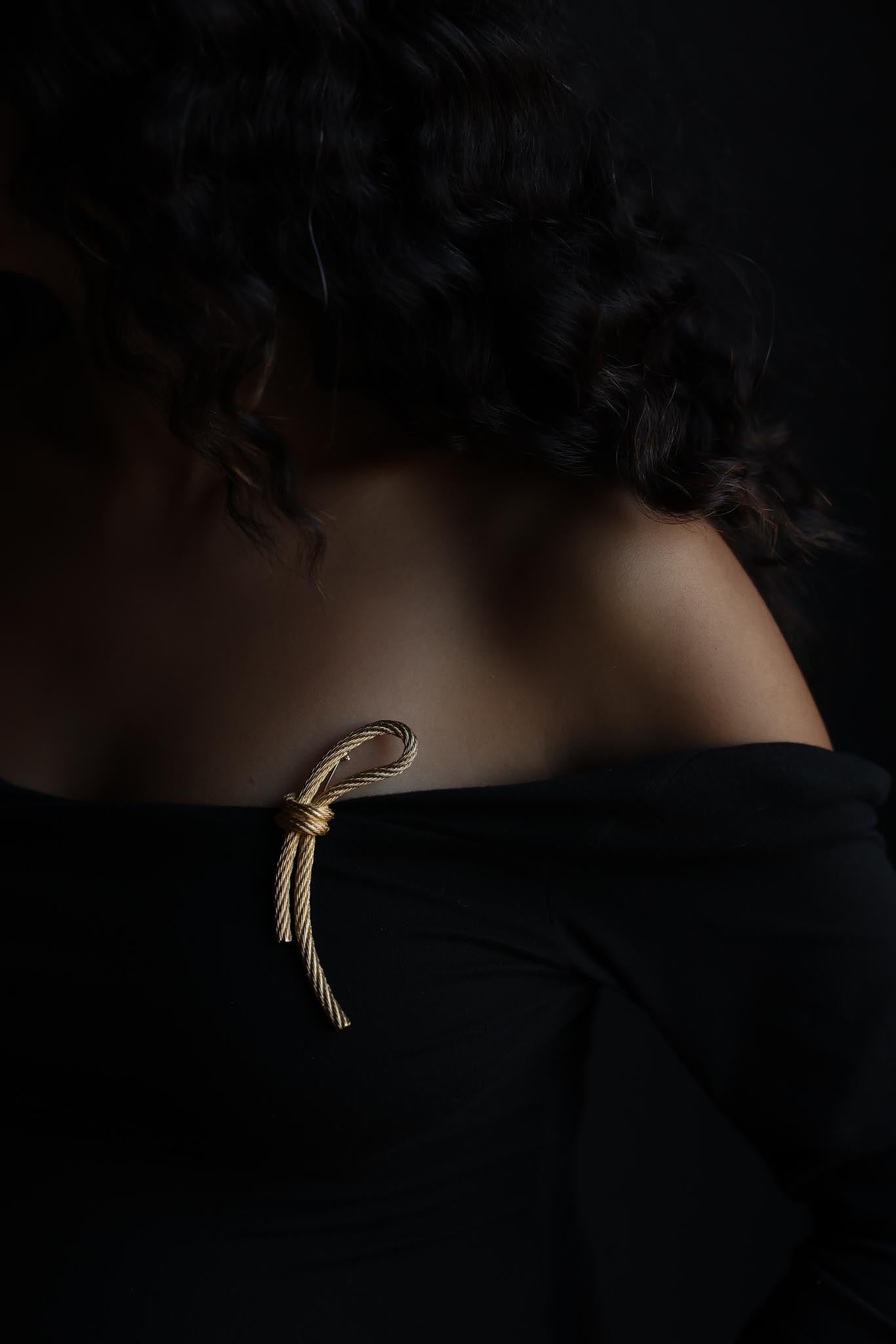 1980s Christian Dior Gold Rope Brooch