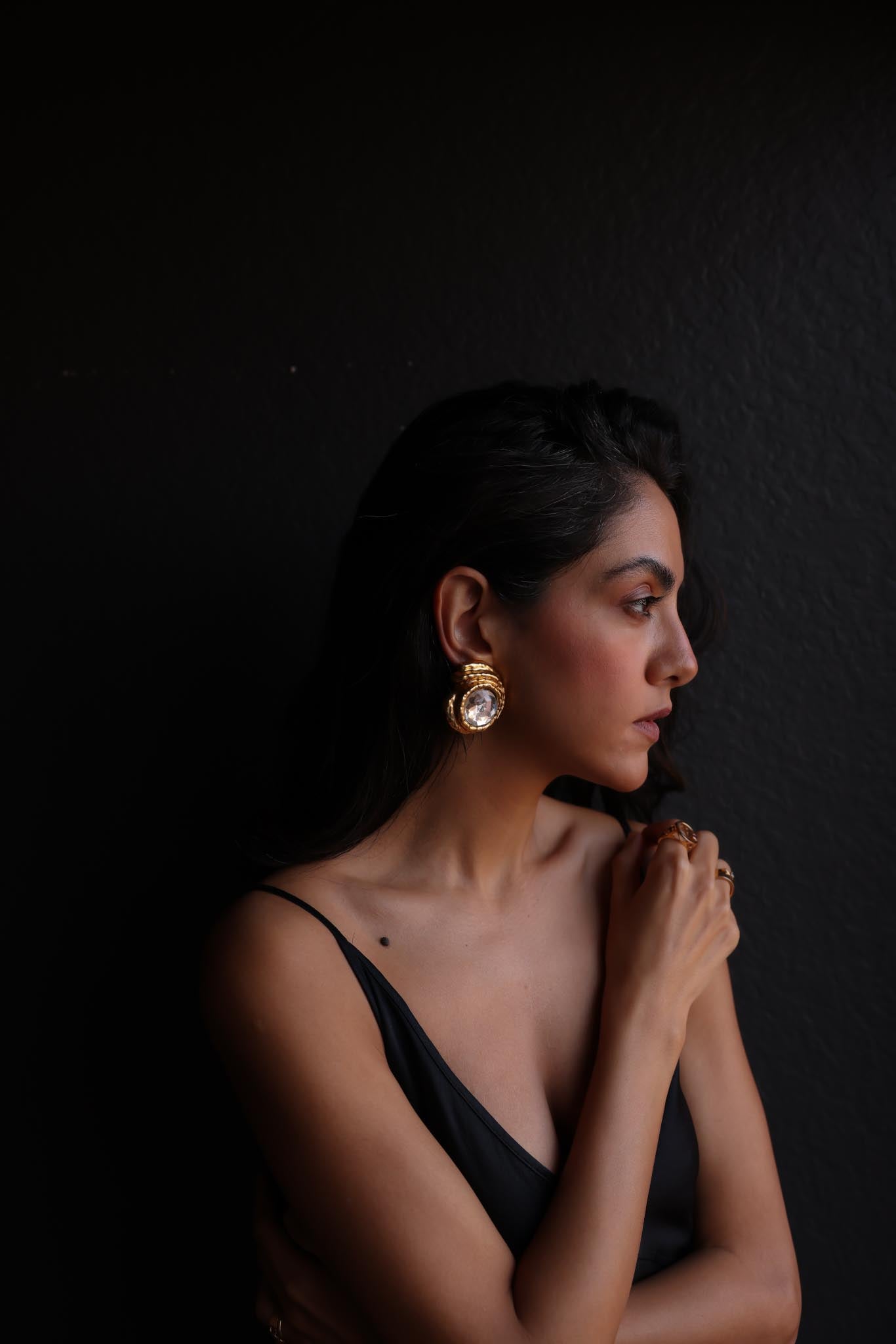 Crystal Swirl  Earrings|Vintage Baazaar 