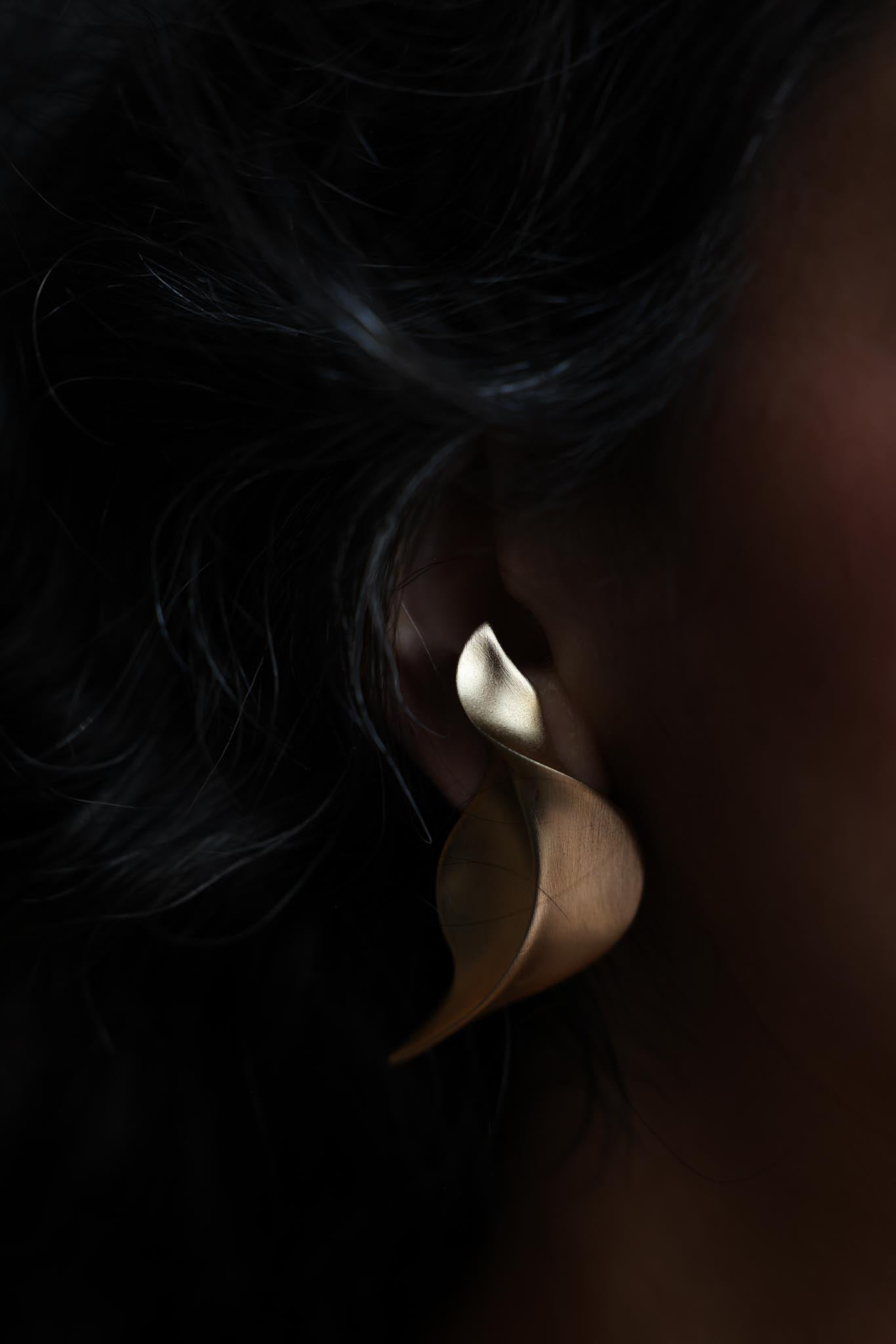 Matte Gold Leaf Clip-On Earrings