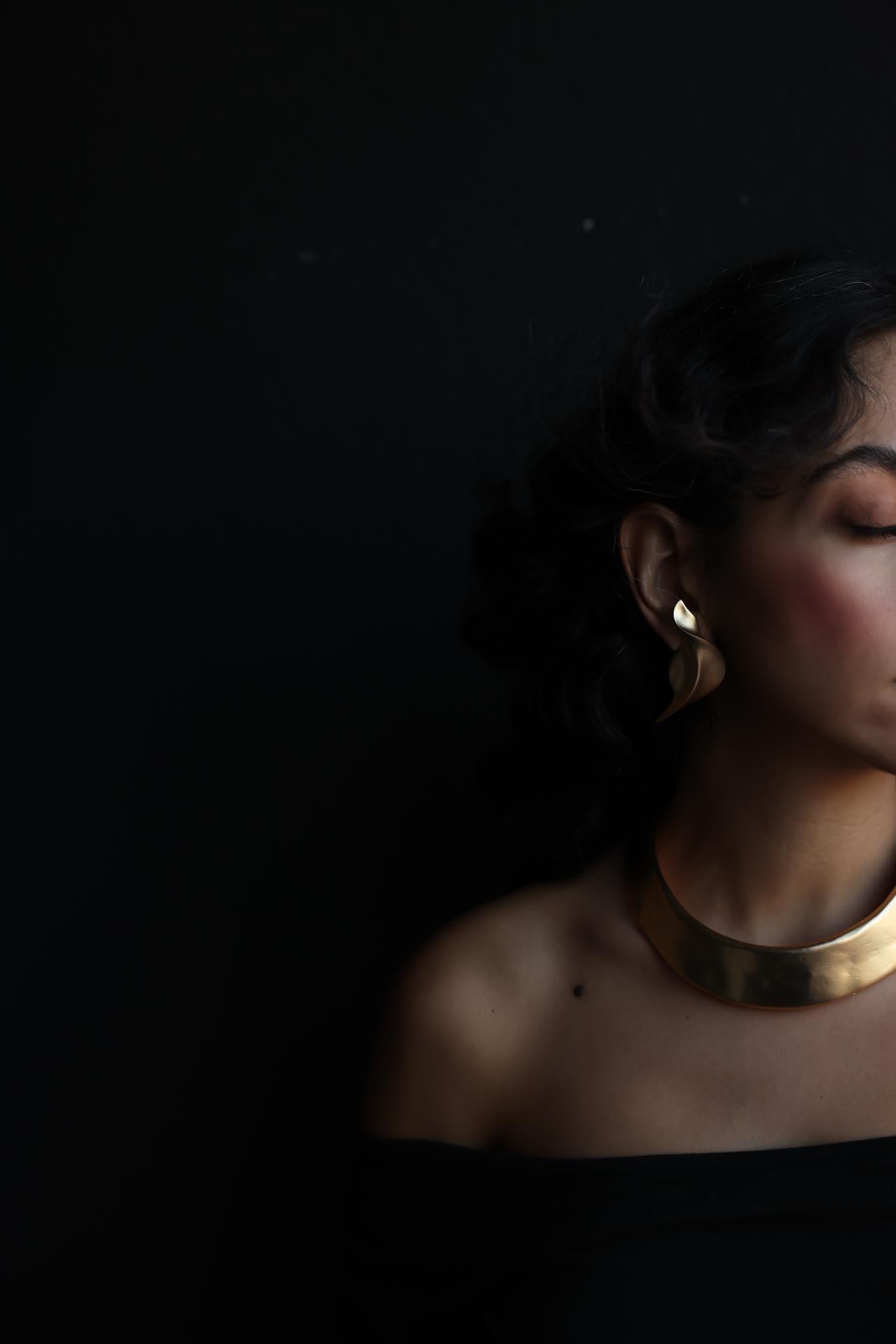 Matte Gold Leaf Clip-On Earrings