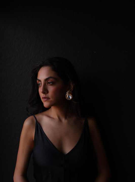 Crystal Swirl  Earrings|Vintage Baazaar 