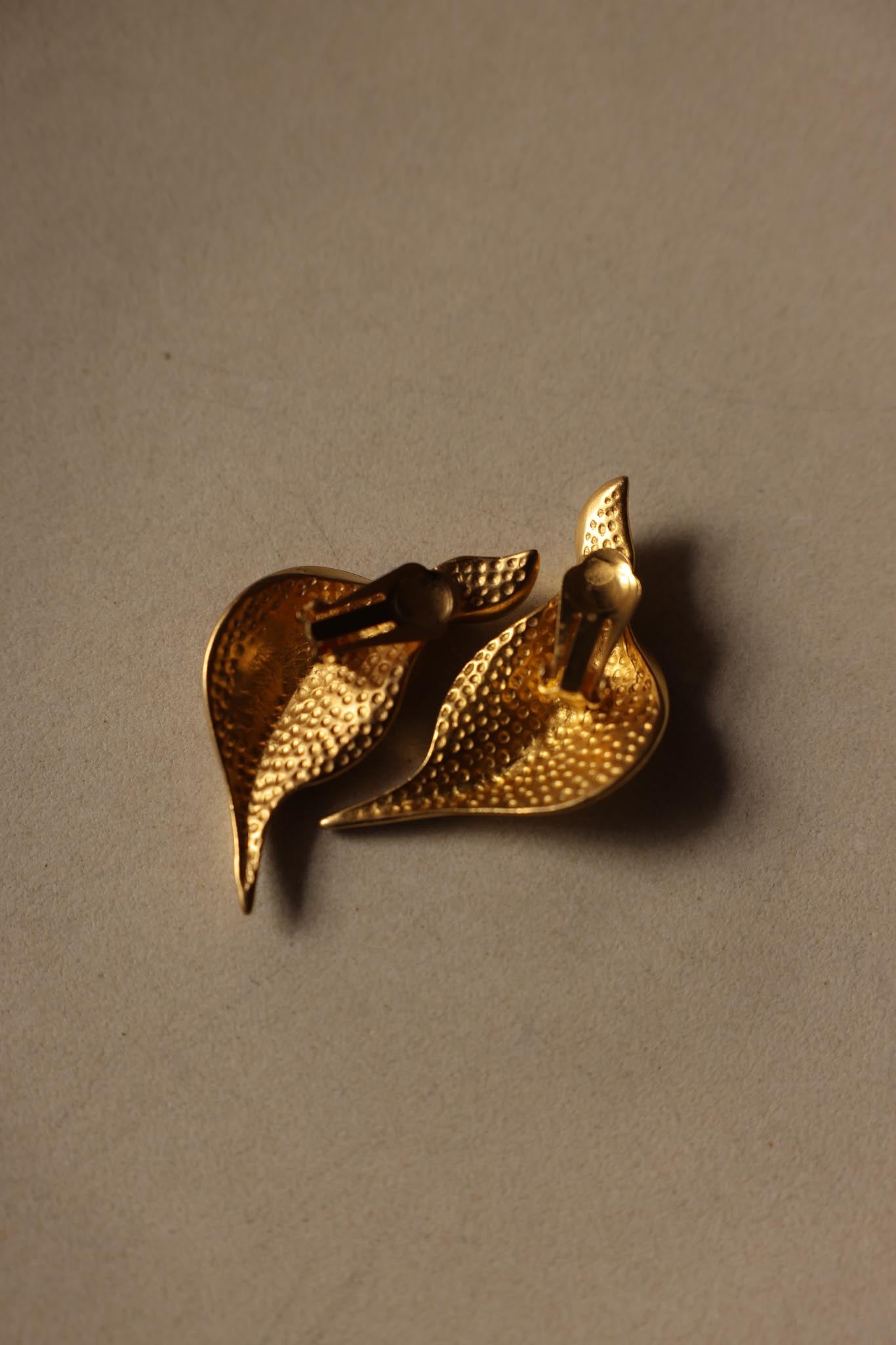 Matte Gold Leaf Clip-On Earrings
