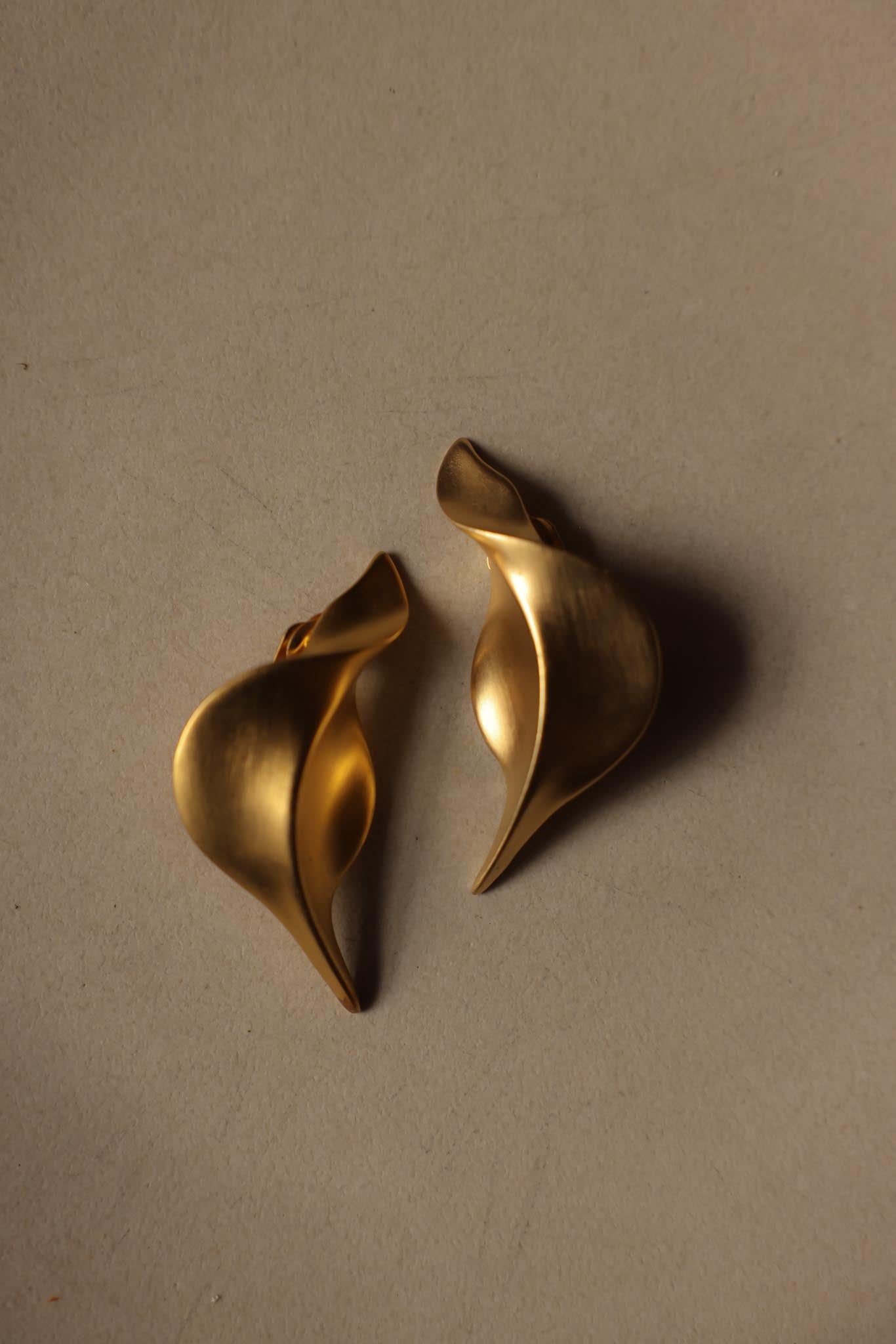 Matte Gold Leaf Clip-On Earrings