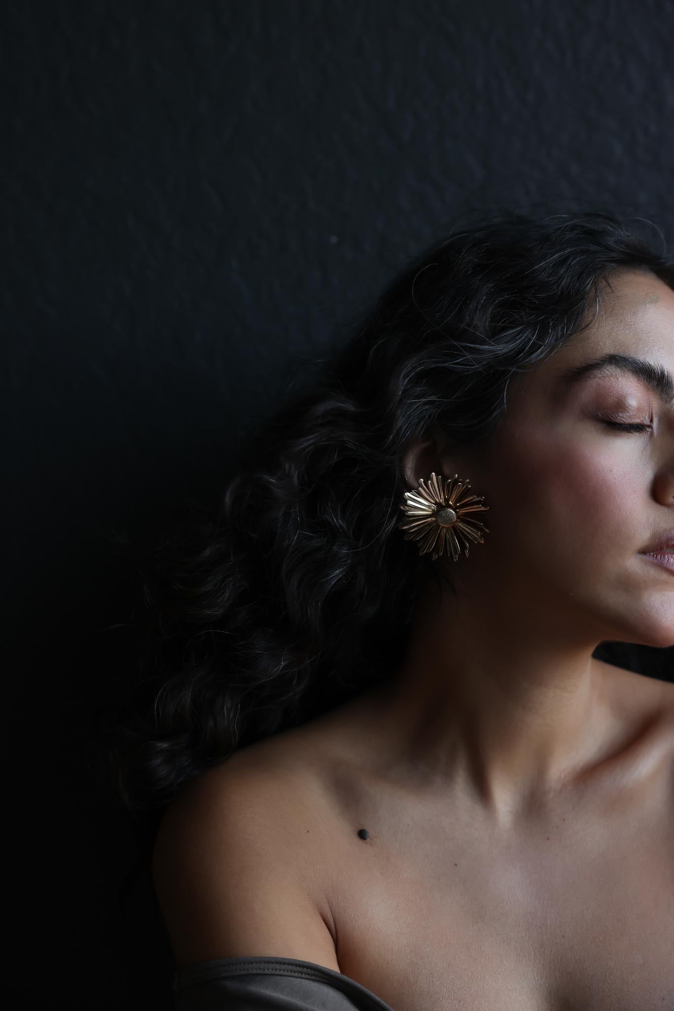 Gold Bloom Clip-On Earrings by Sarah Coventry