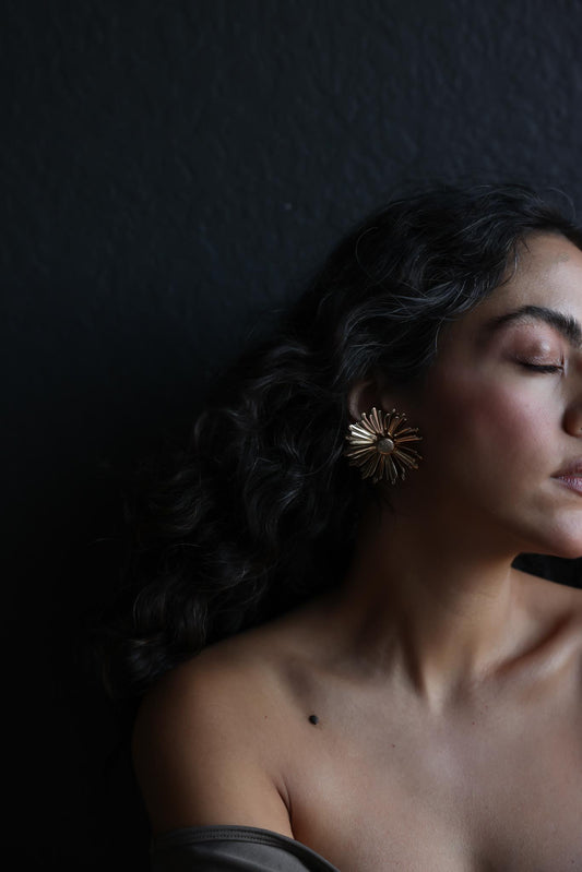 Gold Bloom Clip-On Earrings by Sarah Coventry