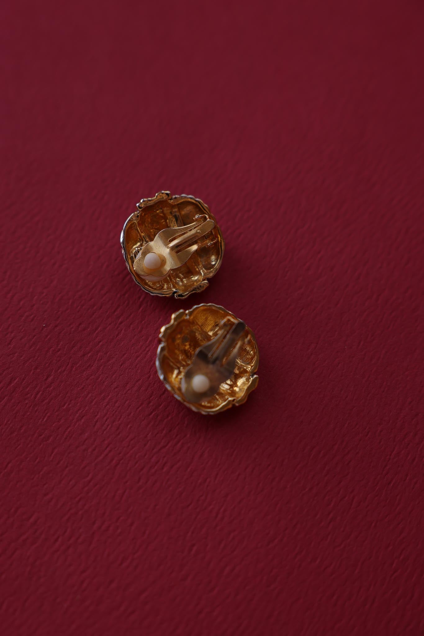 Two-Tone Black and Rhinestone Clip-On Earrings|Vintage Baazaar 