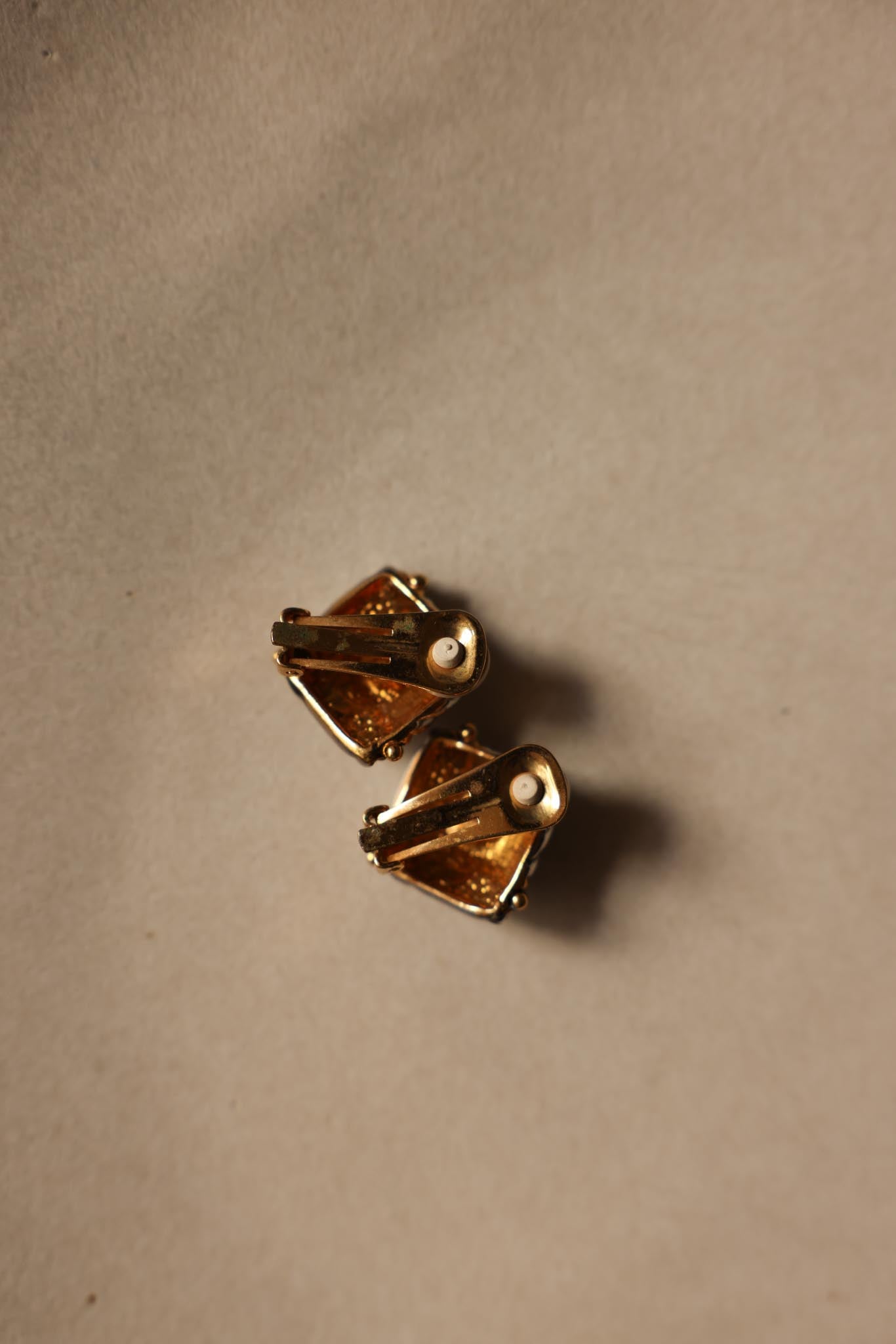 Two-Tone Clip-On Earrings with Rhinestone Accents