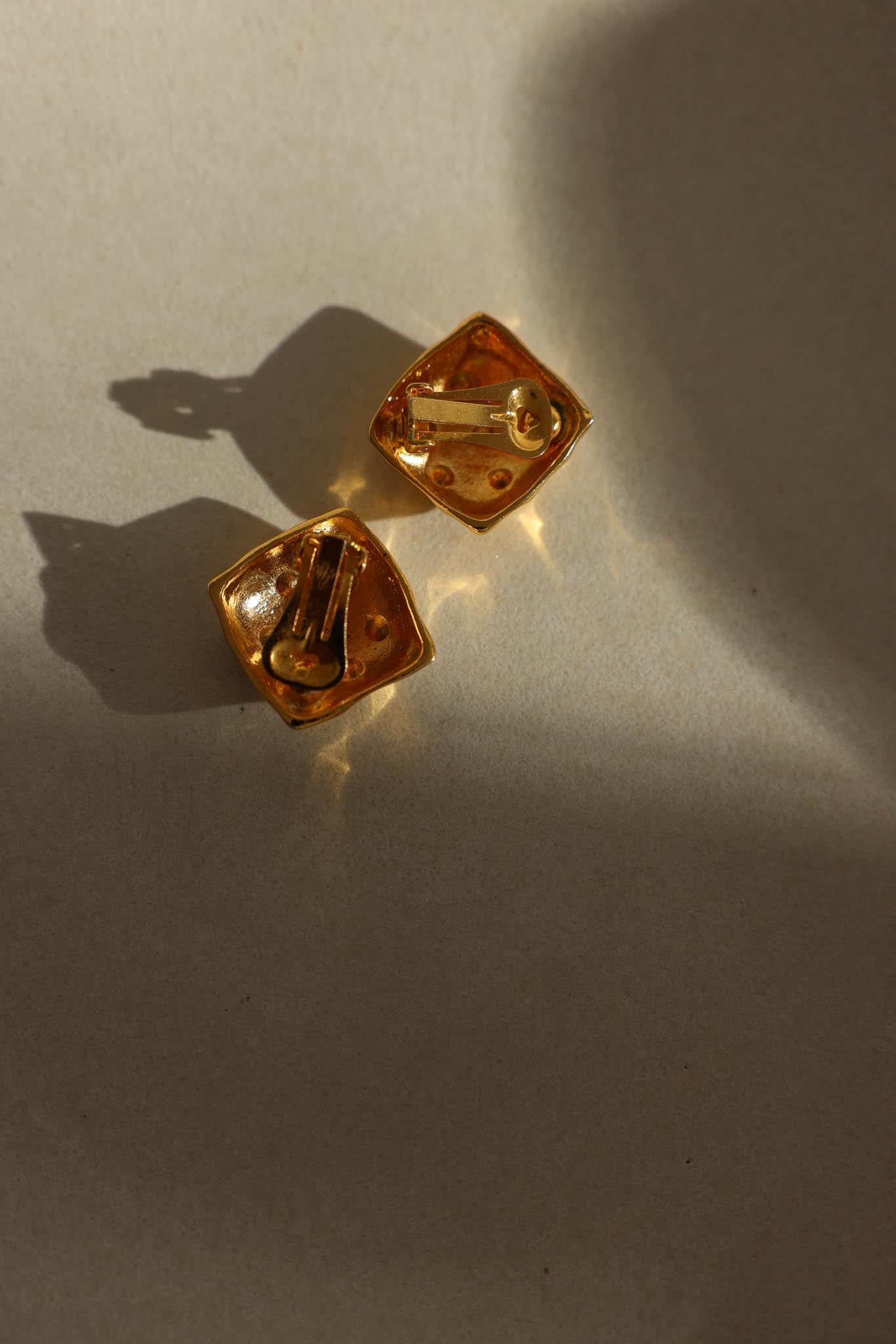 Gold Clip-On Earrings with Multicolor Rhinestones