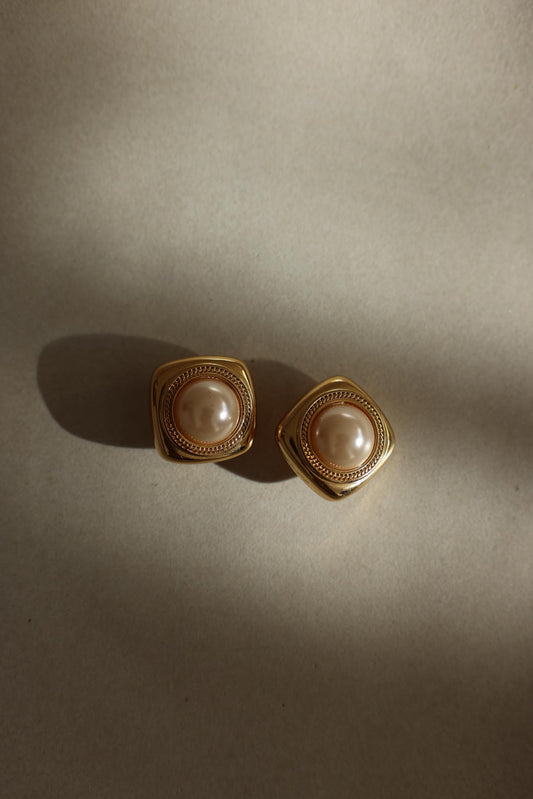 Gold-Tone Faux Pearl Clip-On Earrings