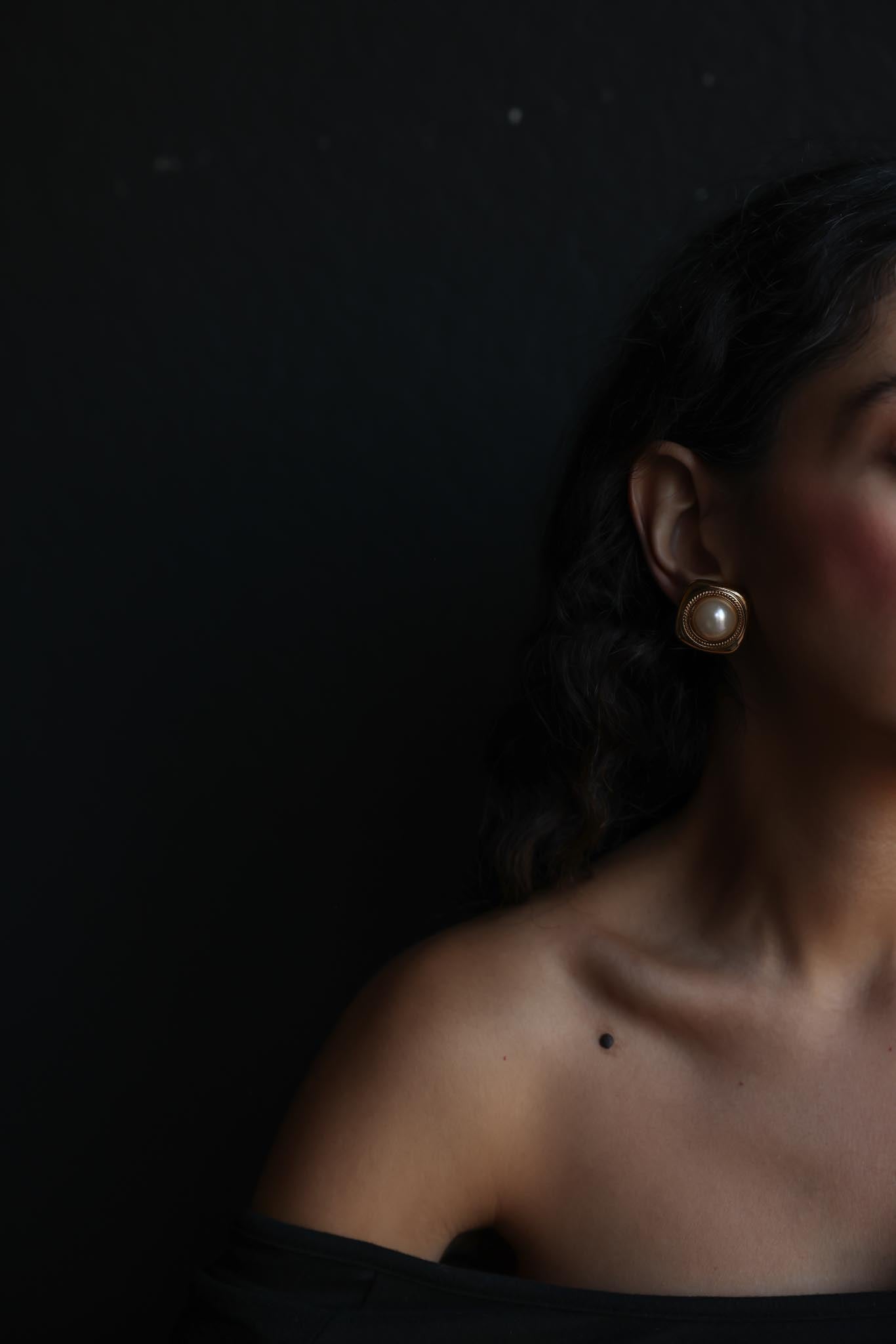 Gold-Tone Faux Pearl Clip-On Earrings