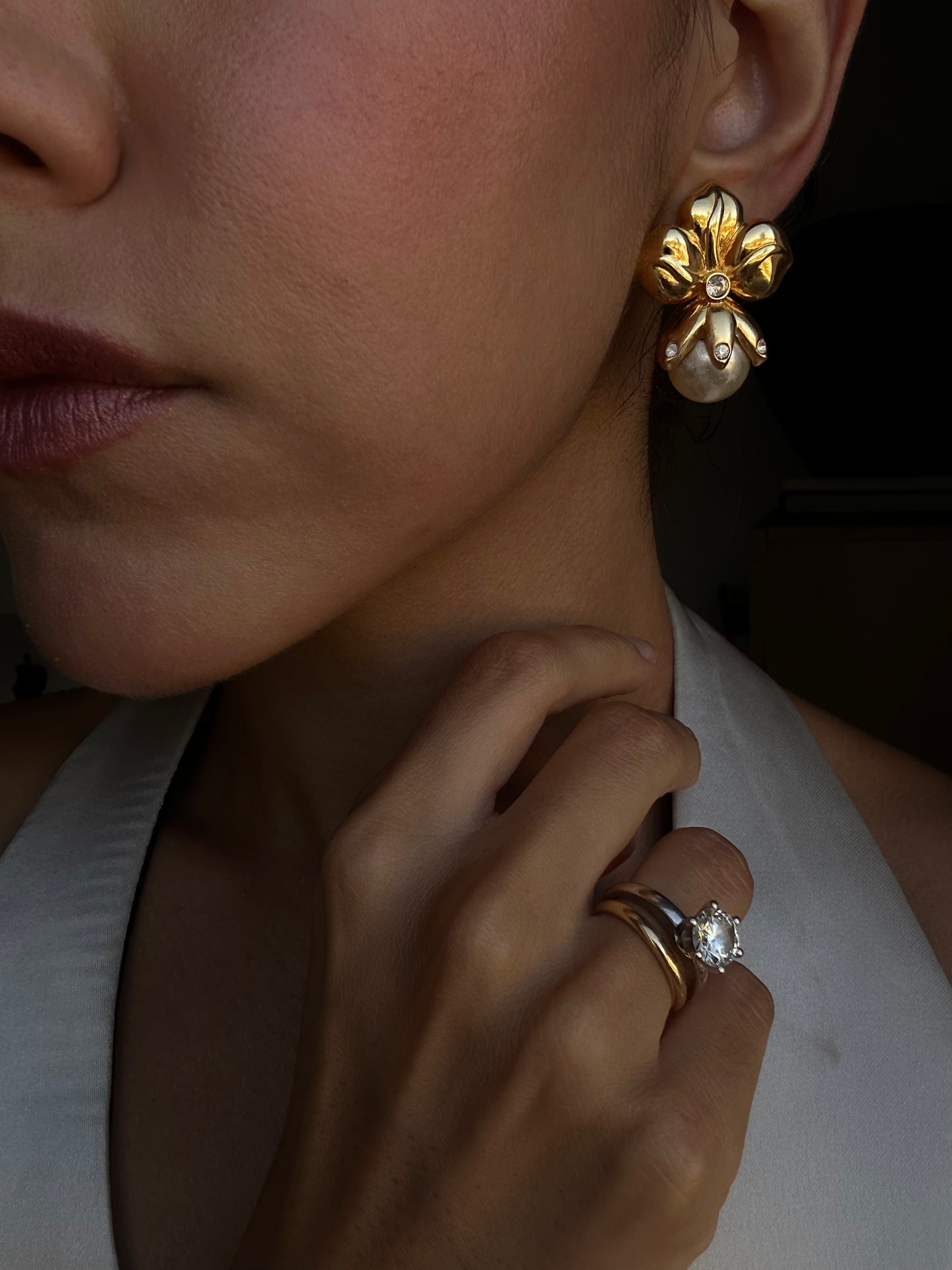 Orchid Pearl Earrings|Vintage Baazaar 